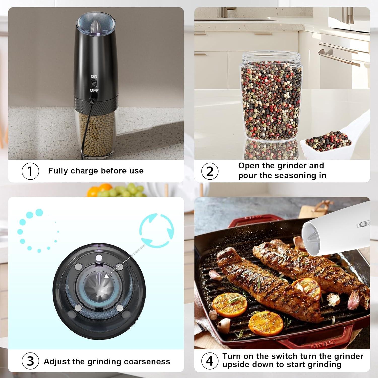 Juego de Molinillos Eléctricos de Sal y Pimienta QTDHG 135ml