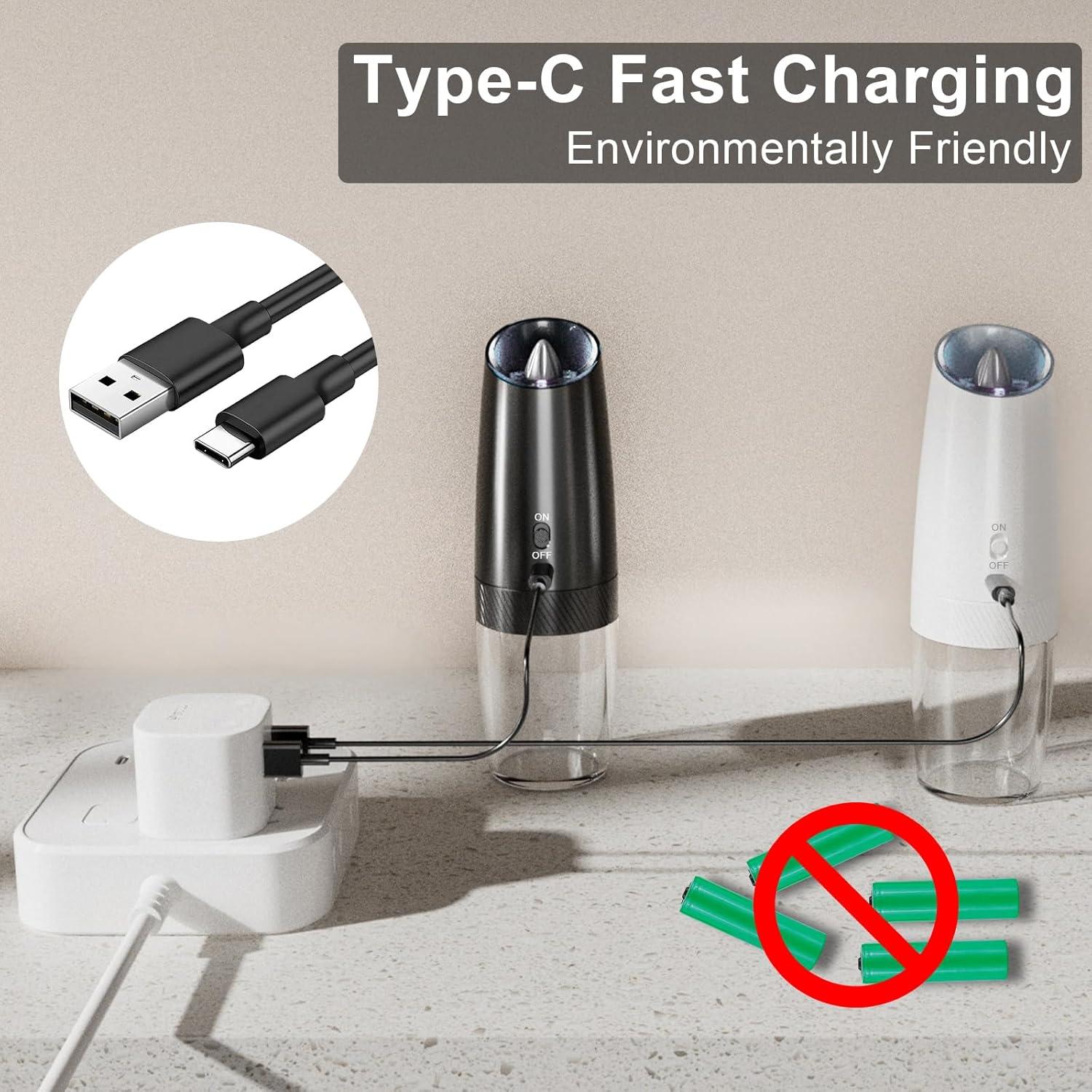 Juego de Molinillos Eléctricos de Sal y Pimienta QTDHG 135ml