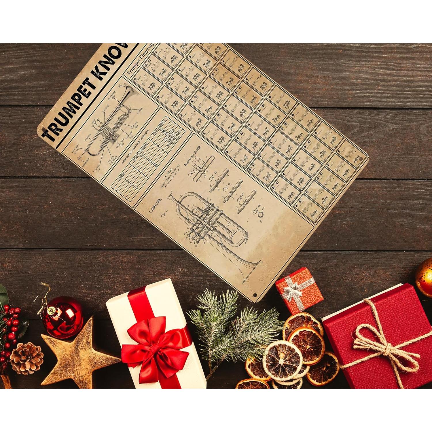 Cartel de Digitación de Trompeta HYBLOM 30x40 cm Vintage