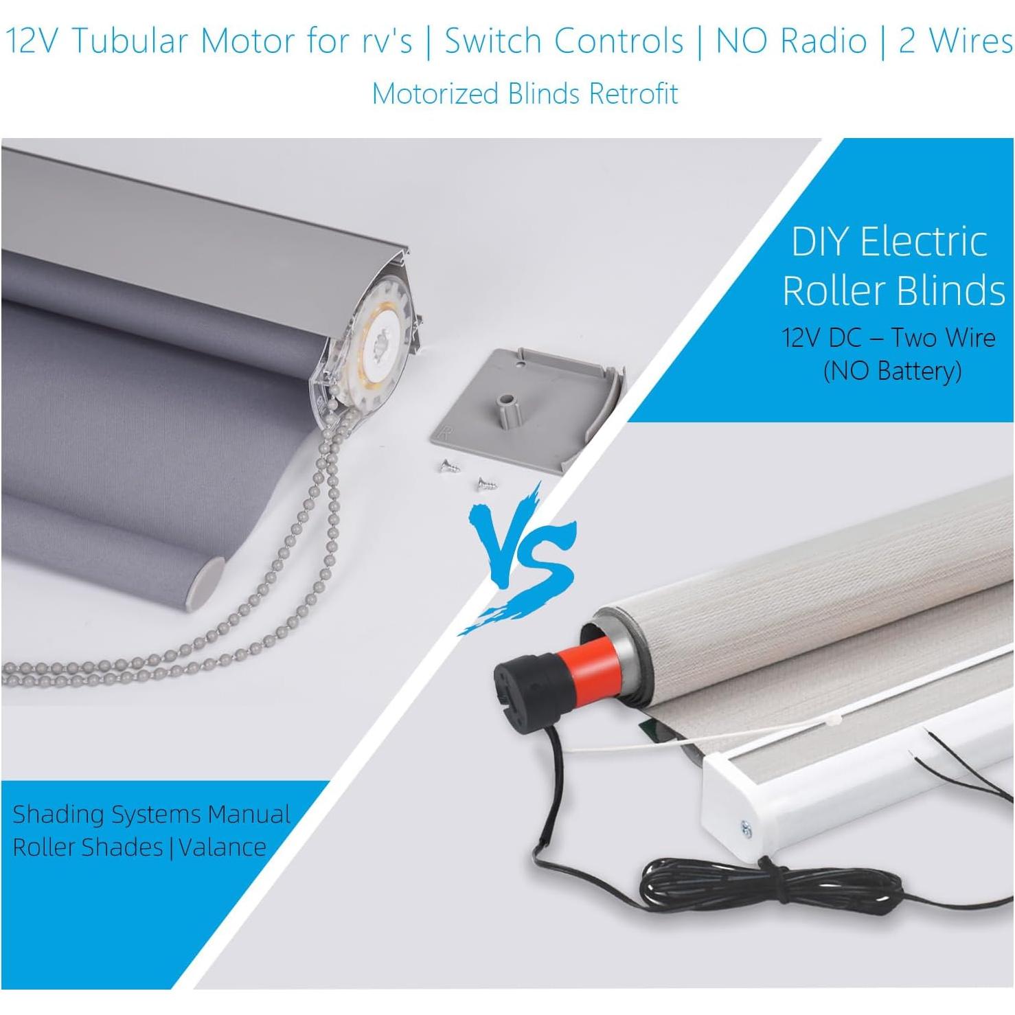 Motor Tubular Rollerhouse 12V para Persianas de Rodillo 1"