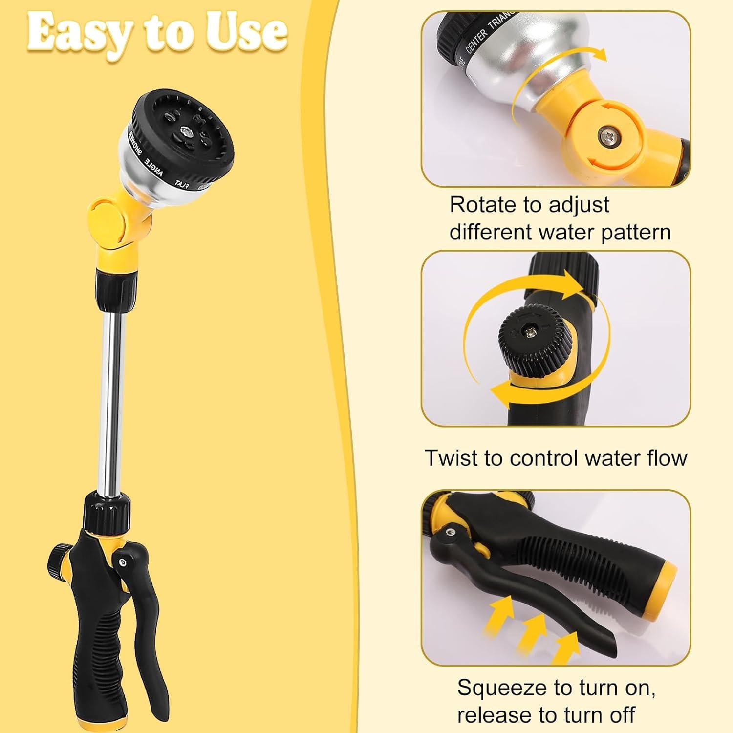 Varita de Riego YUNVI 39.88 cm 10 Patrones Rotatorio