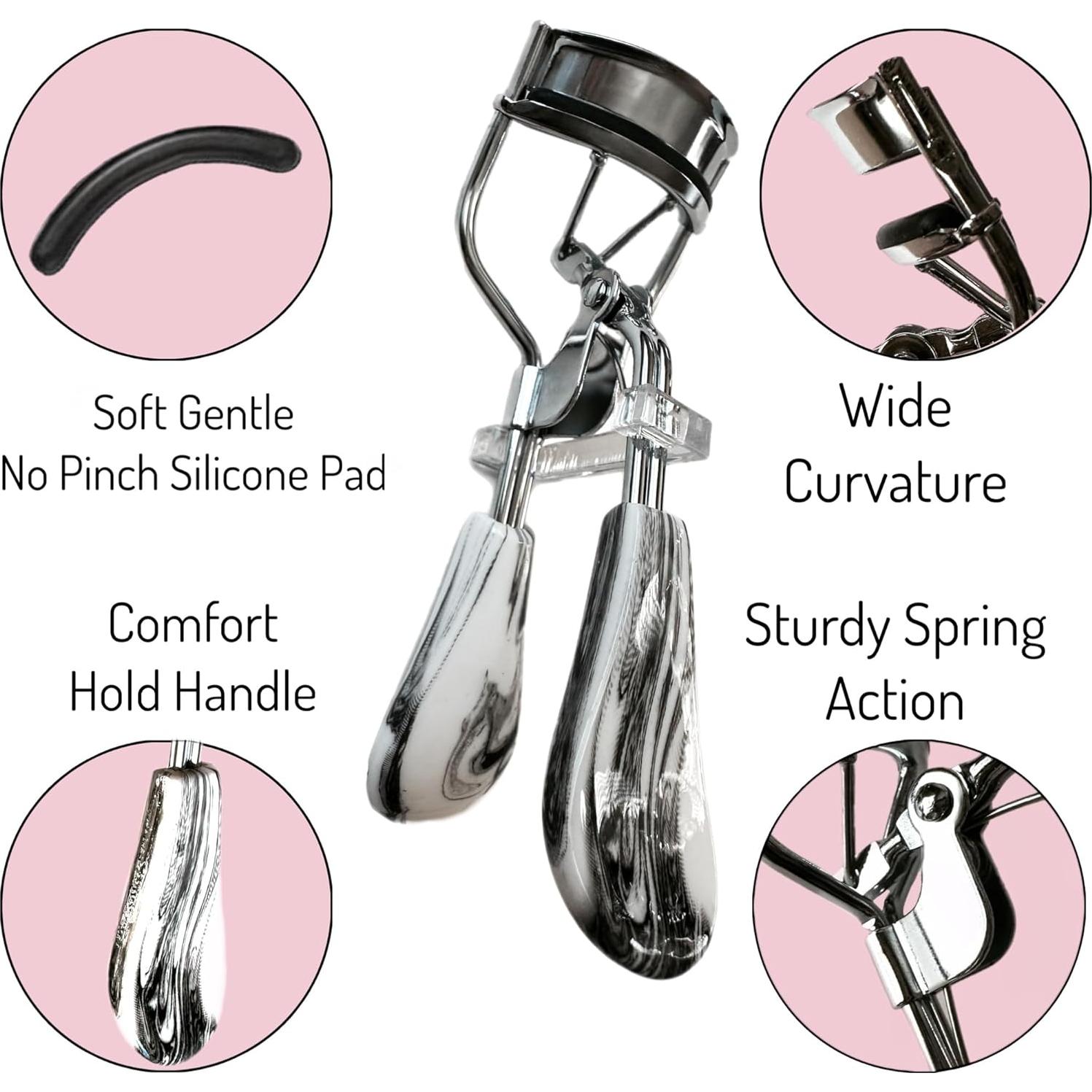 Rizador de Pestañas Profesional ALAZCO con Mango de Mármol - Juego de 2