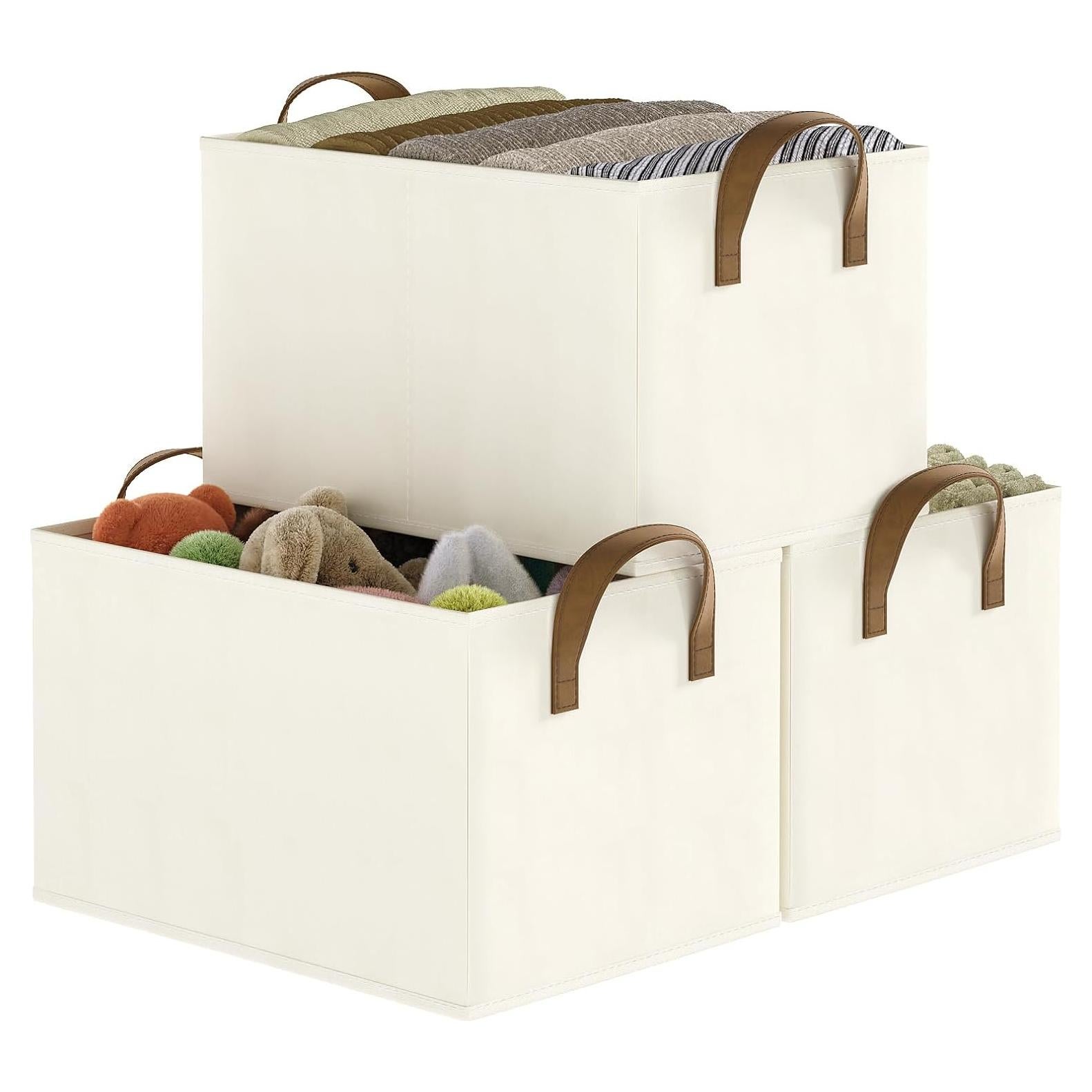 Cestas de Almacenamiento Coyacool 3 Piezas Lino Beige 37.5x26x21cm