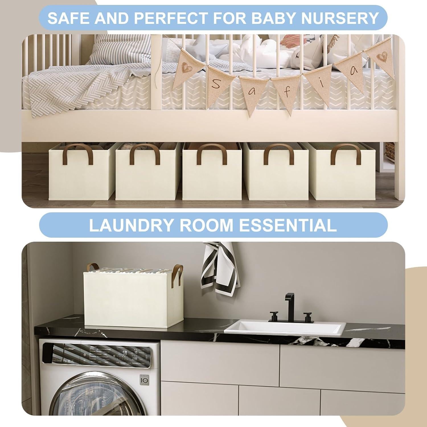 Cestas de Almacenamiento Coyacool 3 Piezas Lino Beige 37.5x26x21cm