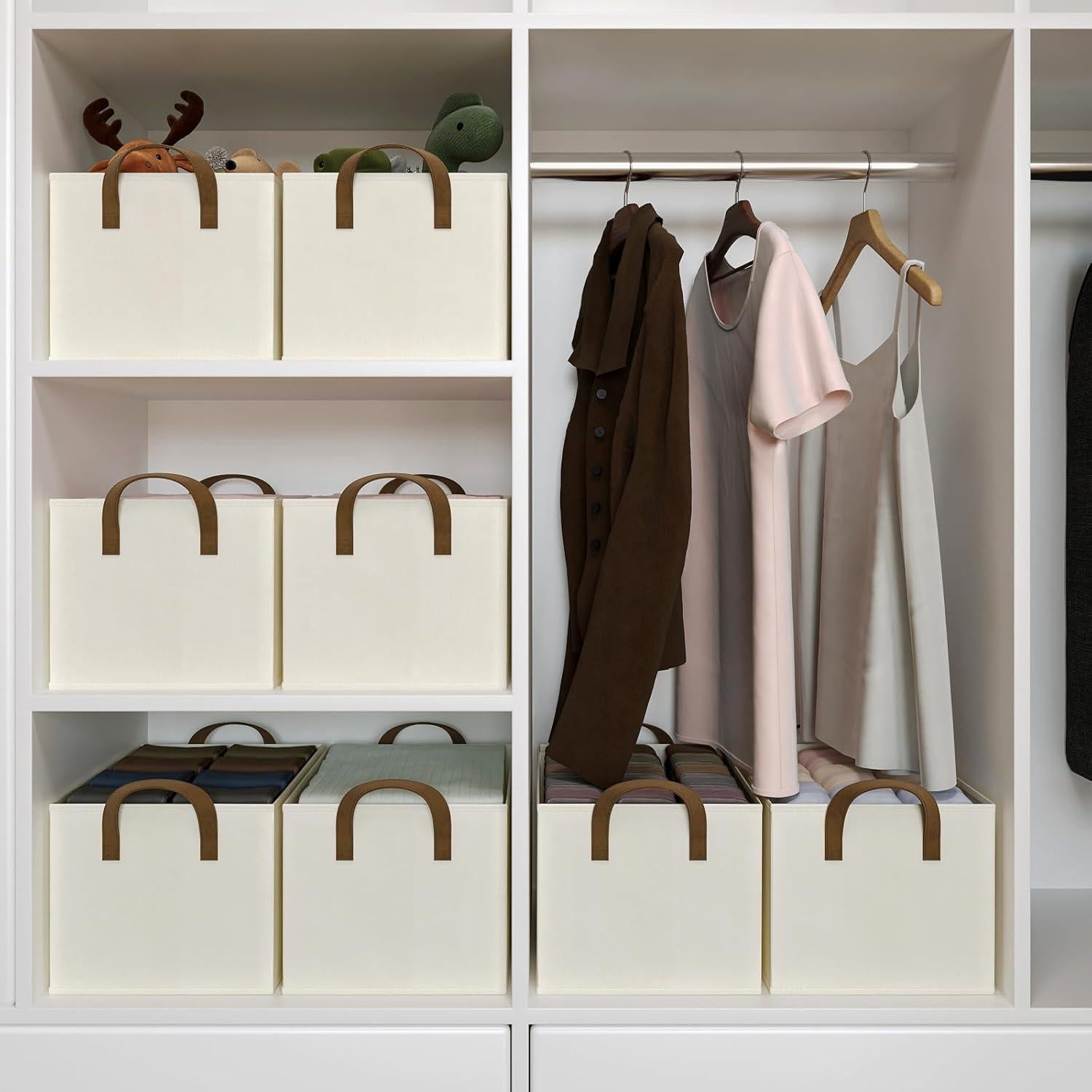 Cestas de Almacenamiento Coyacool 3 Piezas Lino Beige 37.5x26x21cm