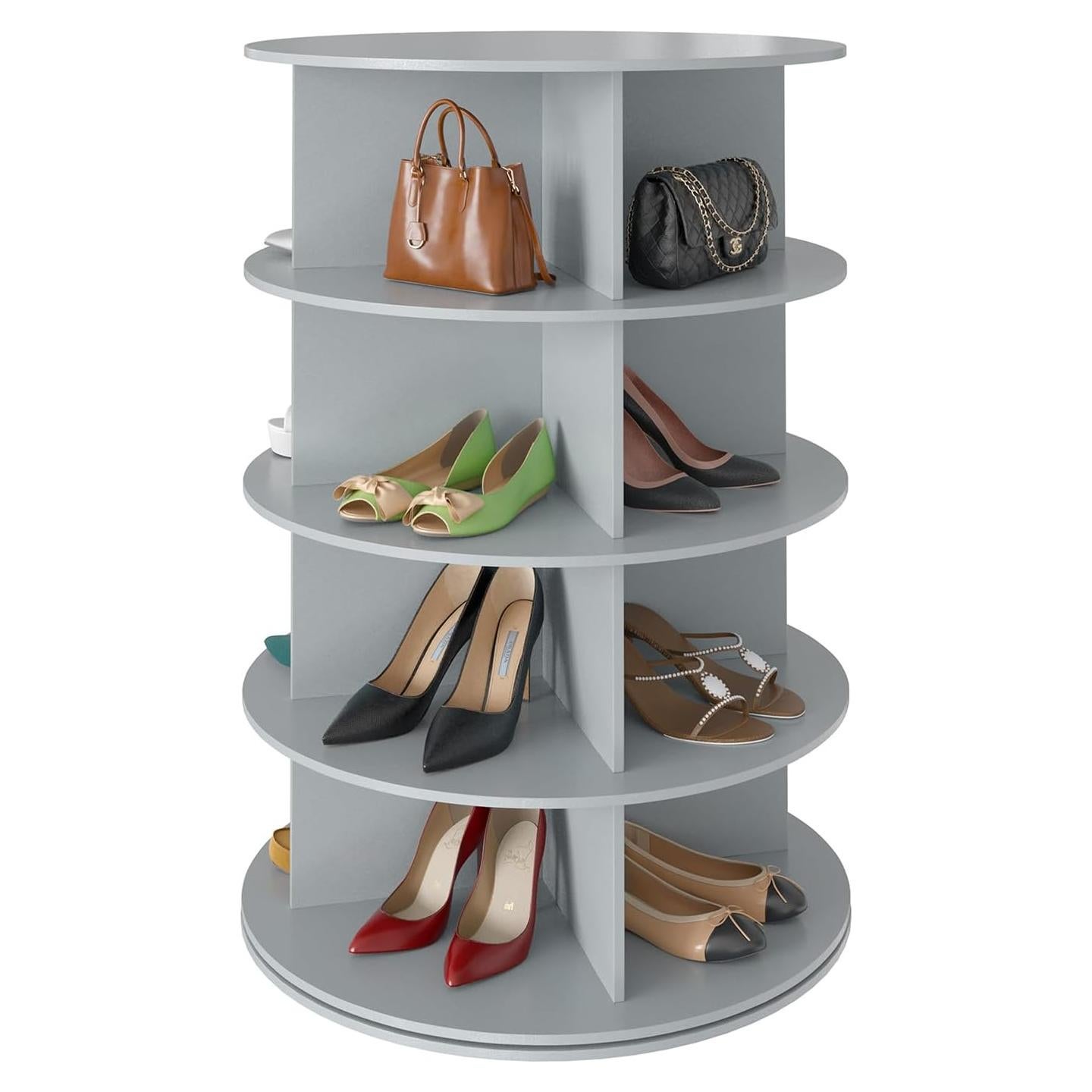 Torre de Zapatos Rotativa SpaceAid 4 Niveles Gris 59x92.7cm