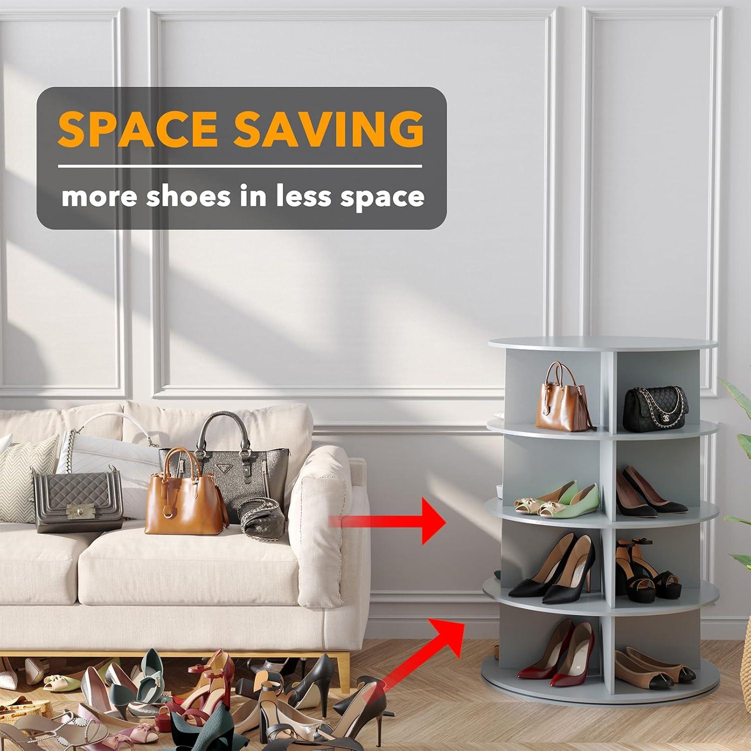 Torre de Zapatos Rotativa SpaceAid 4 Niveles Gris 59x92.7cm