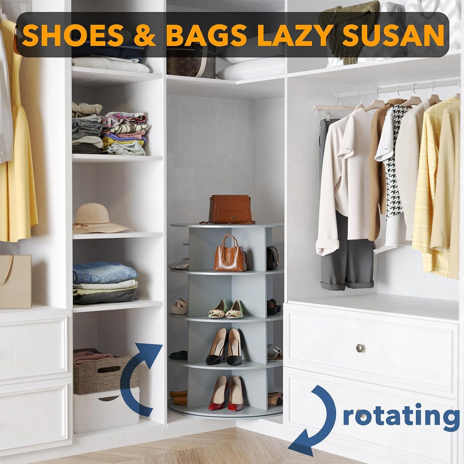 Torre de Zapatos Rotativa SpaceAid 4 Niveles Gris 59x92.7cm