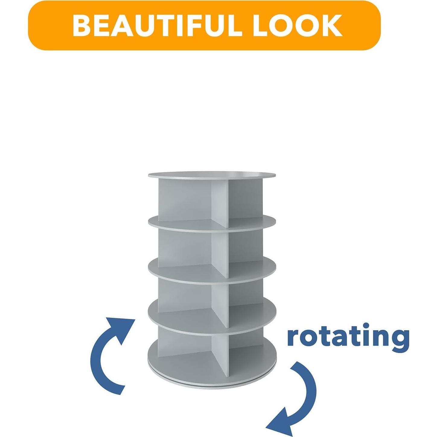 Torre de Zapatos Rotativa SpaceAid 4 Niveles Gris 59x92.7cm
