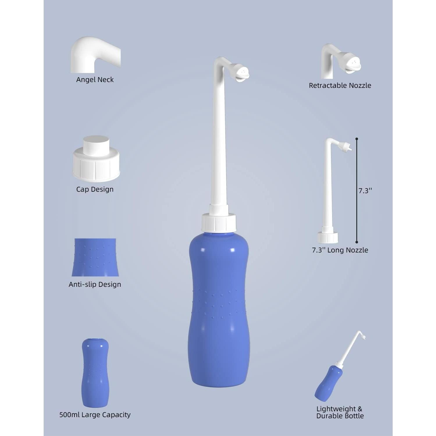 Bidet Portátil Hibbent 500ml Púrpura con Boquilla Angulada