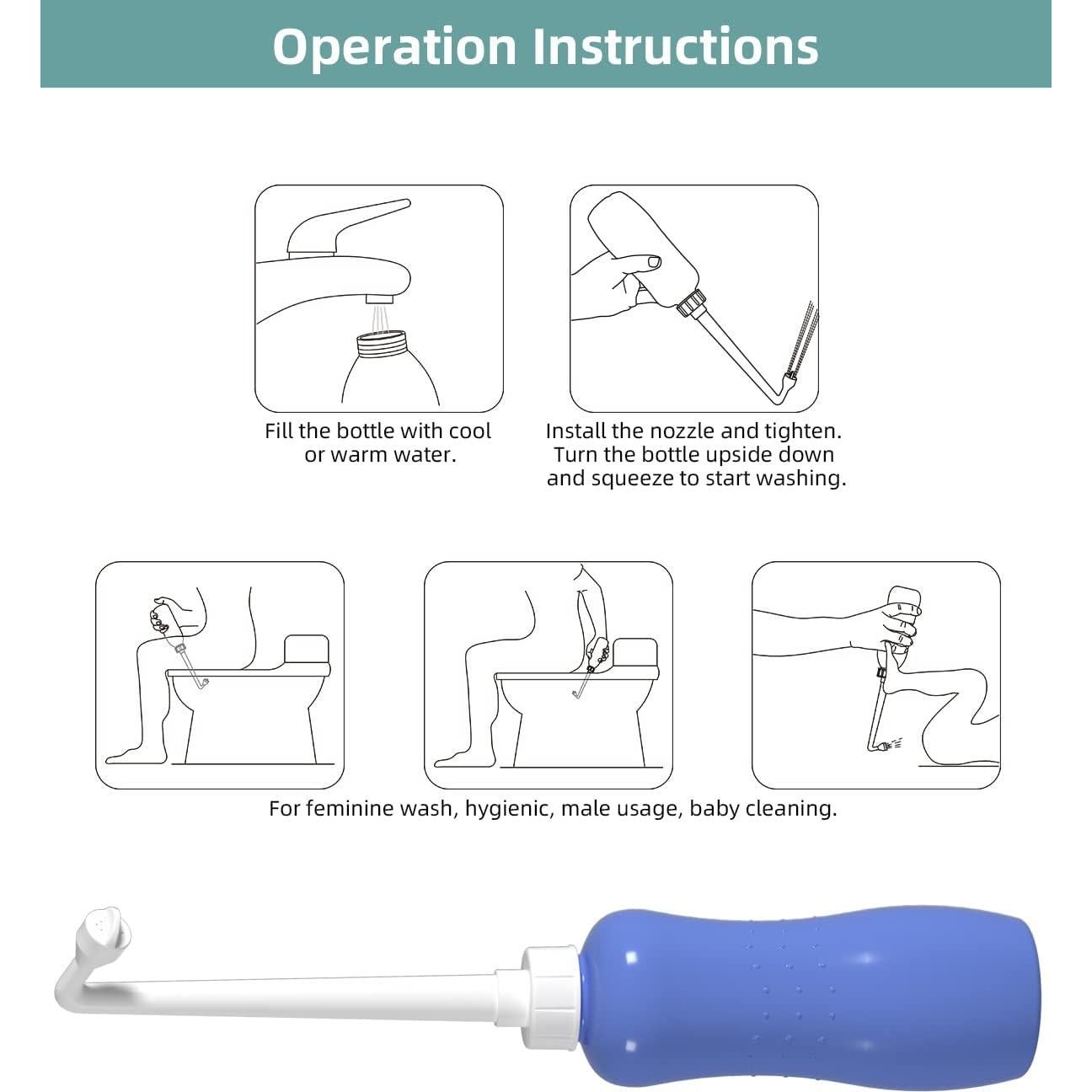 Bidet Portátil Hibbent 500ml Púrpura con Boquilla Angulada