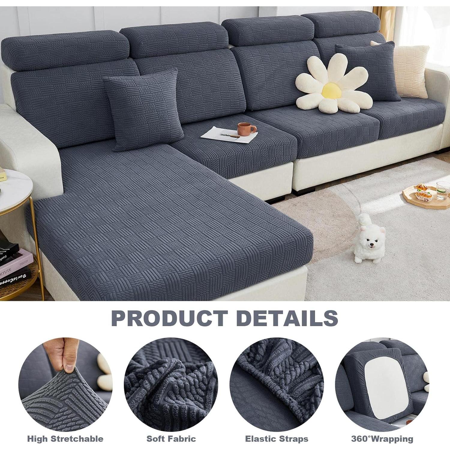 Funda de Cojín para Sofá Ele ELEOPTION L Gris Oscuro M