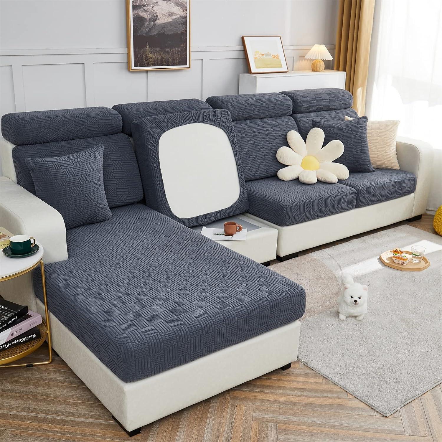 Funda de Cojín para Sofá Ele ELEOPTION L Gris Oscuro M