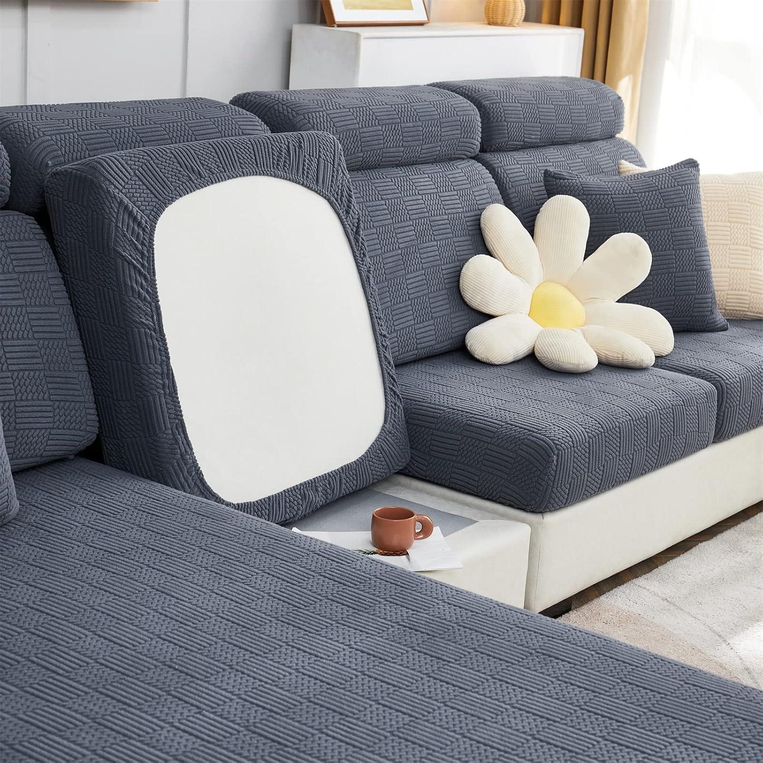 Funda de Cojín para Sofá Ele ELEOPTION L Gris Oscuro M