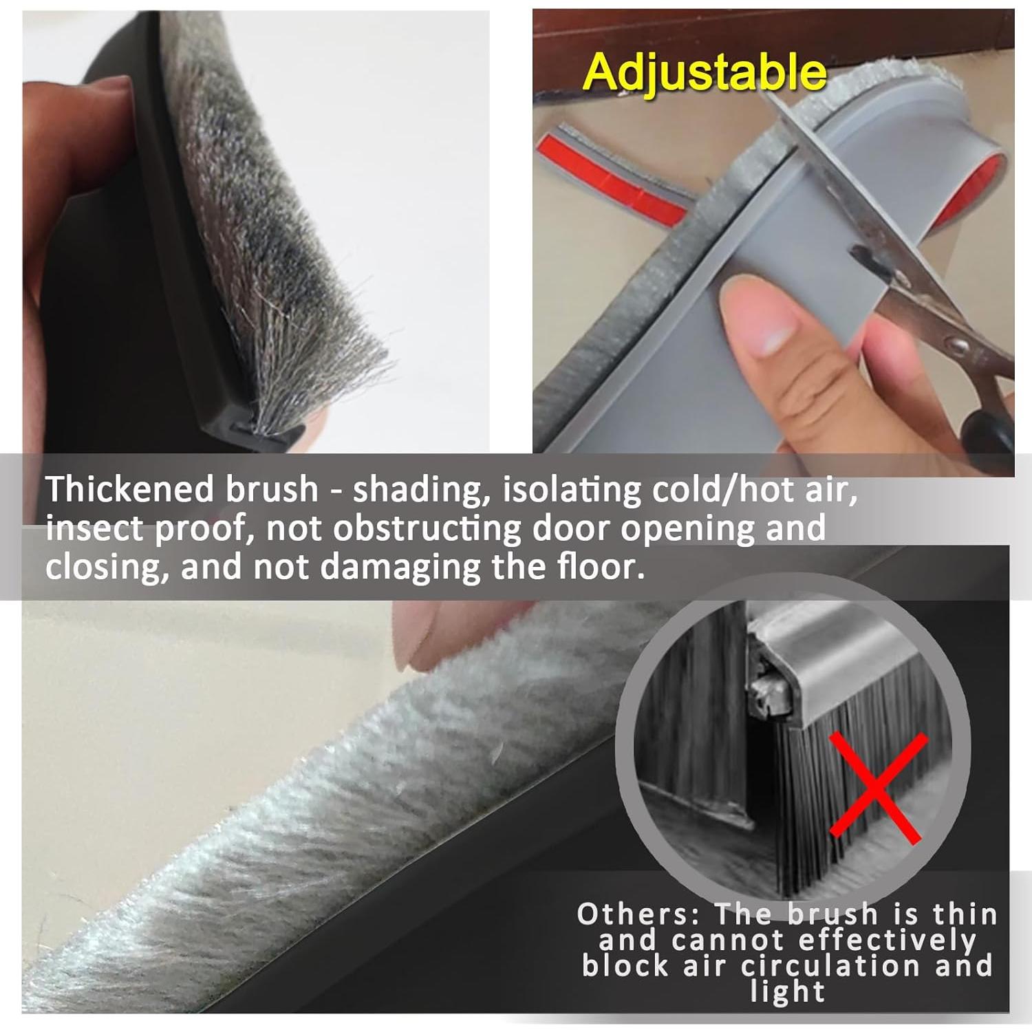 Tope de Draft Ajustable YINGD 100 cm con Cepillo Aislante Negro