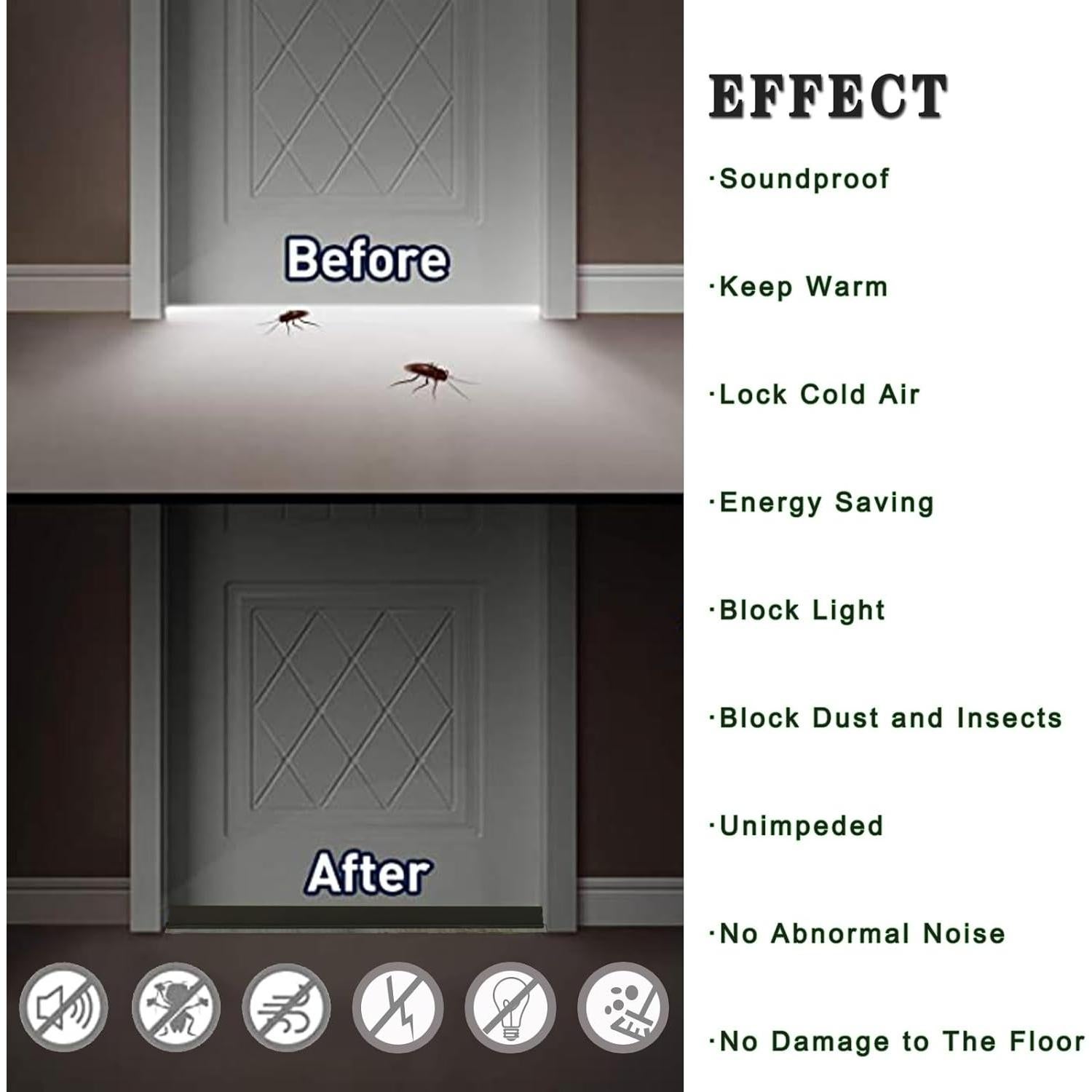 Tope de Draft Ajustable YINGD 100 cm con Cepillo Aislante Negro