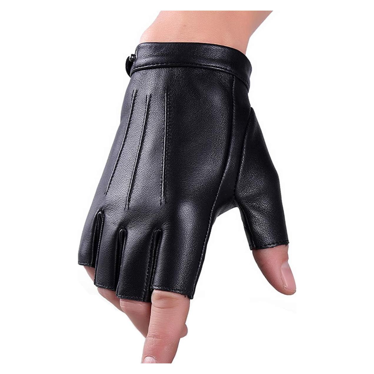 Guantes de Conducción Sin Dedos PU Cuero Sintético Talla M