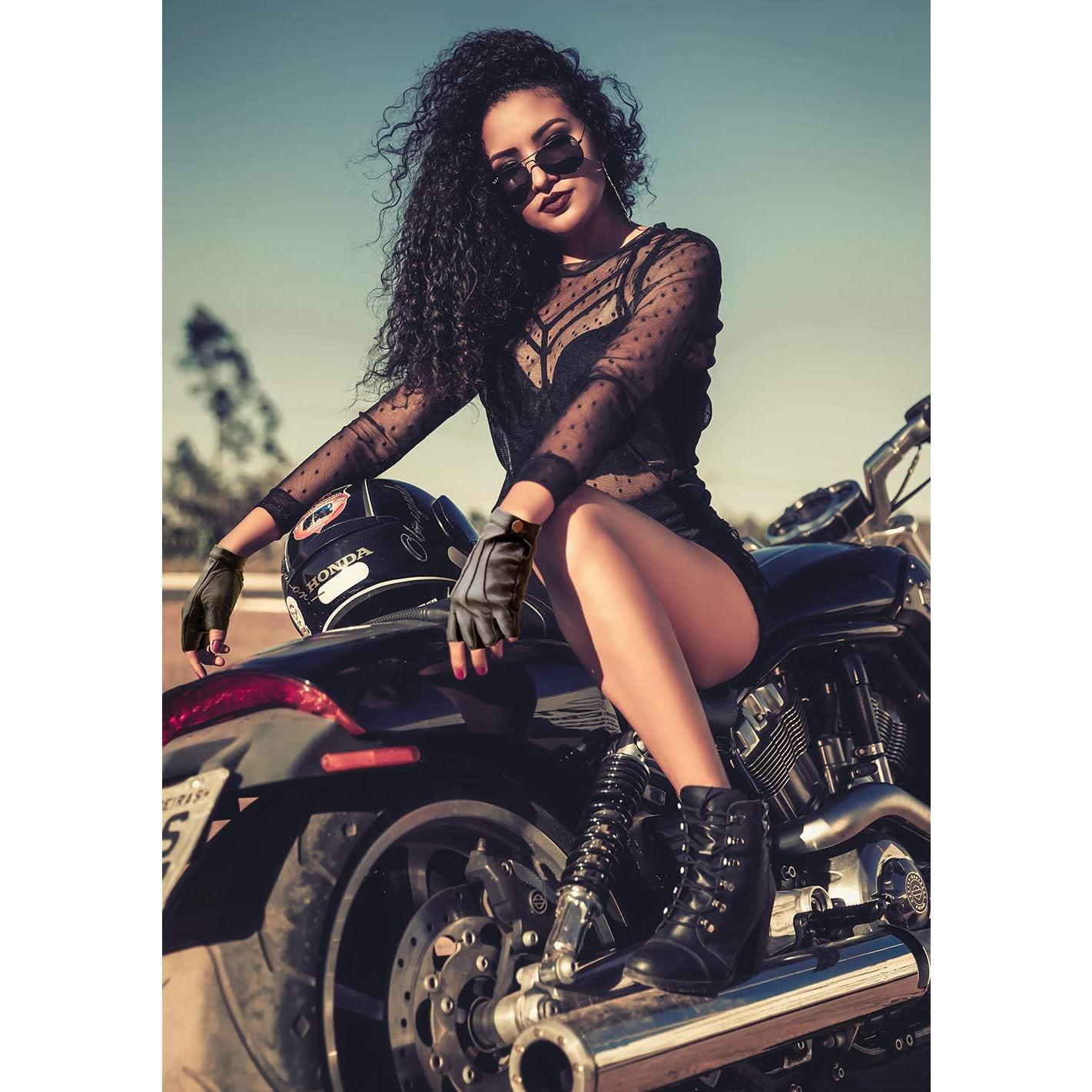 Guantes de Conducción Sin Dedos PU Cuero Sintético Talla M