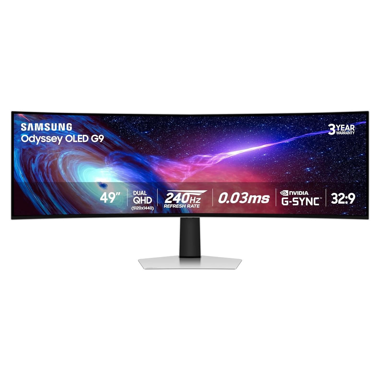 49" Odyssey OLED (G93SC) Series Curved Gaming Monitor w QD-OLED, 240Hz, 0.03ms, DQHD, G-Sync Compatible, AMD FreeSync Premium Pro,Height Adjustable Stand,3 Yr Warranty,LS49CG932SNXZA
