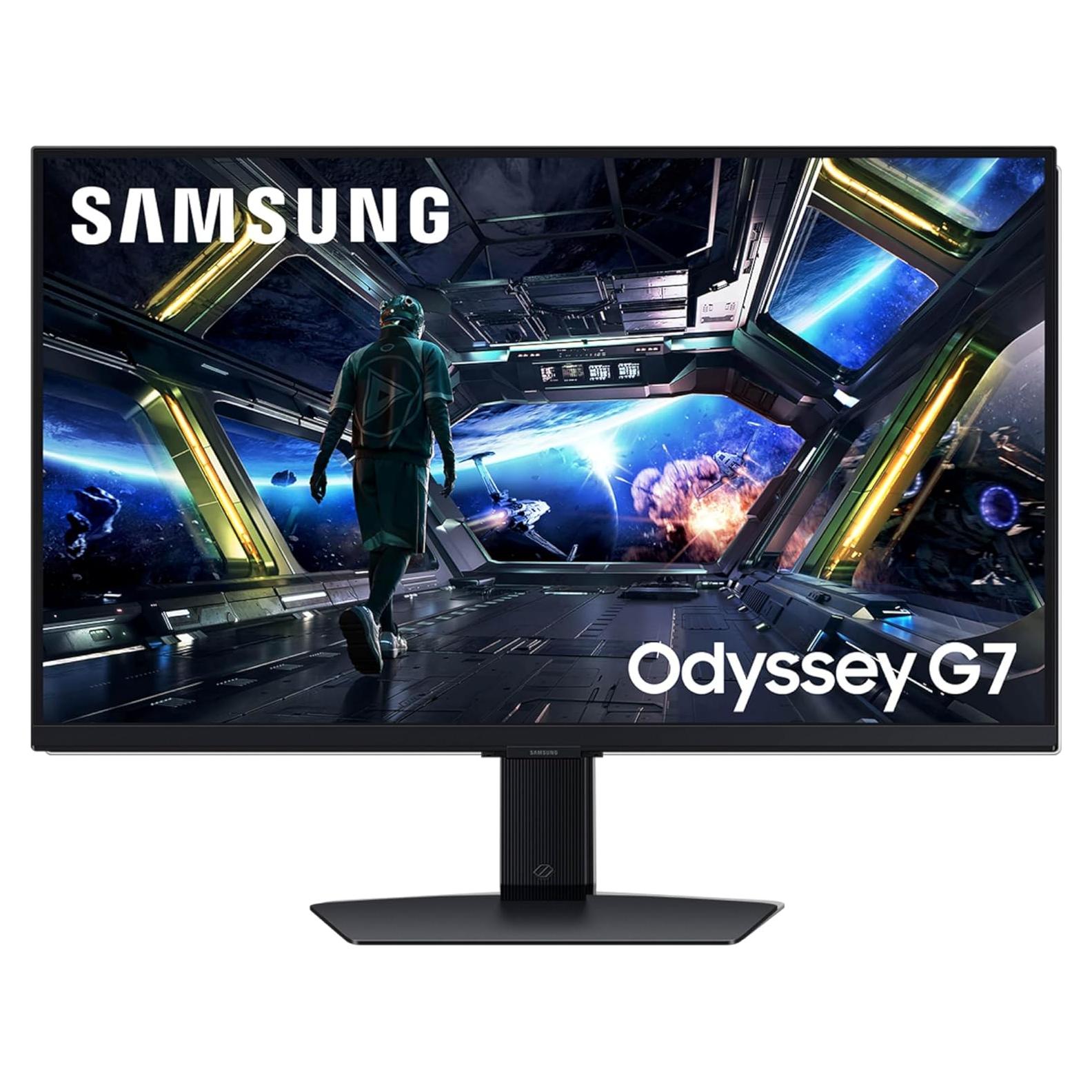 32” Odyssey G7 (G70D) 4K UHD IPS 144Hz 1ms(GtG) Smart Gaming Monitor, G-Sync Compatible, AMD Freesync Premium, Vivid Colors, Adjustable Stand, Black Equalizer, LS32DG702ENXZA