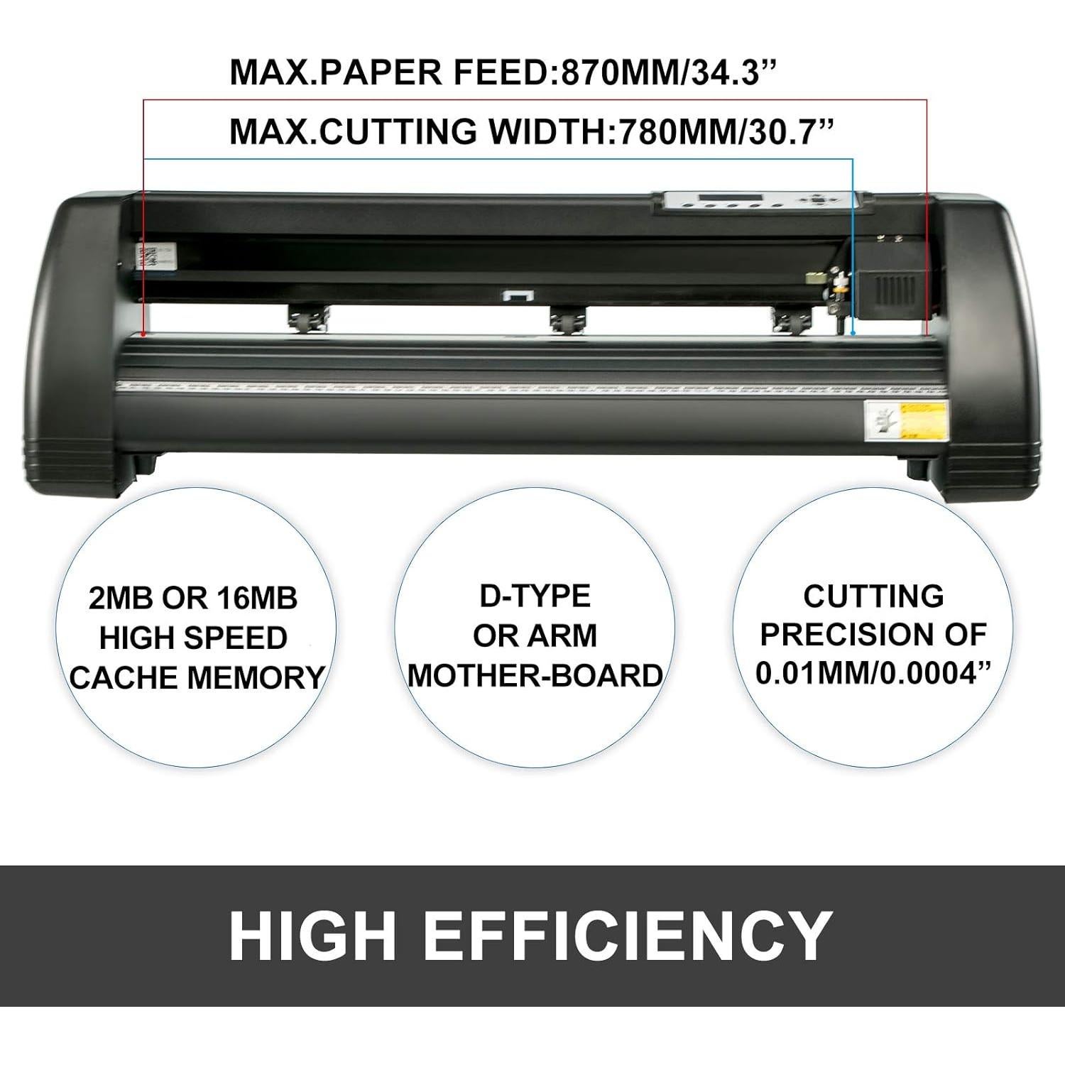 VEVOR Vinyl Cutter Machine 34 Inch Paper Feed Cutting Plotter Bundle Adjustable Force & Speed Vinyl Printer, LCD Display Windows Compatible Sign Making kit with Signmaster Software, Supplies, 3 Blades