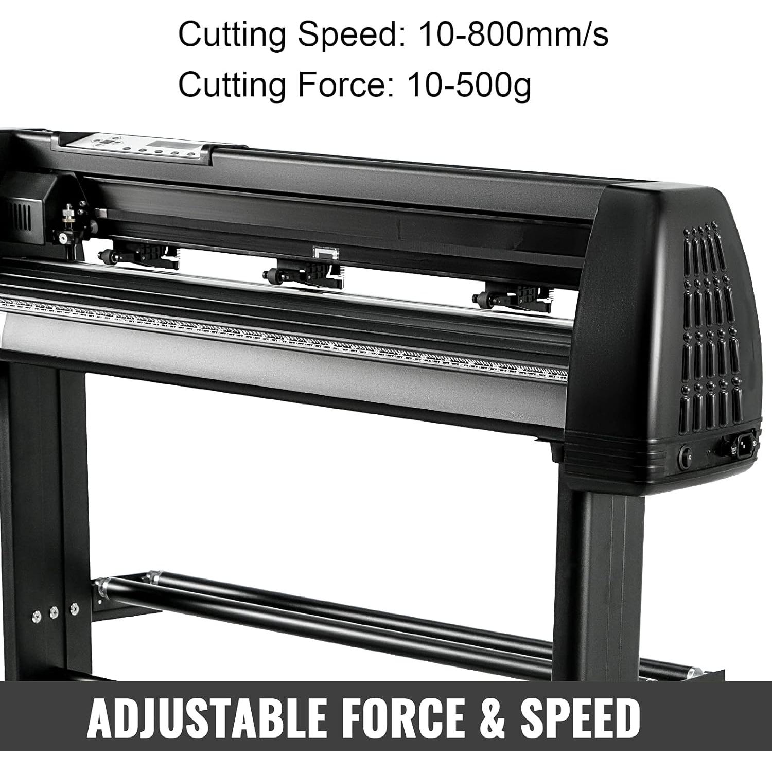 VEVOR Vinyl Cutter Machine 34 Inch Paper Feed Cutting Plotter Bundle Adjustable Force & Speed Vinyl Printer, LCD Display Windows Compatible Sign Making kit with Signmaster Software, Supplies, 3 Blades
