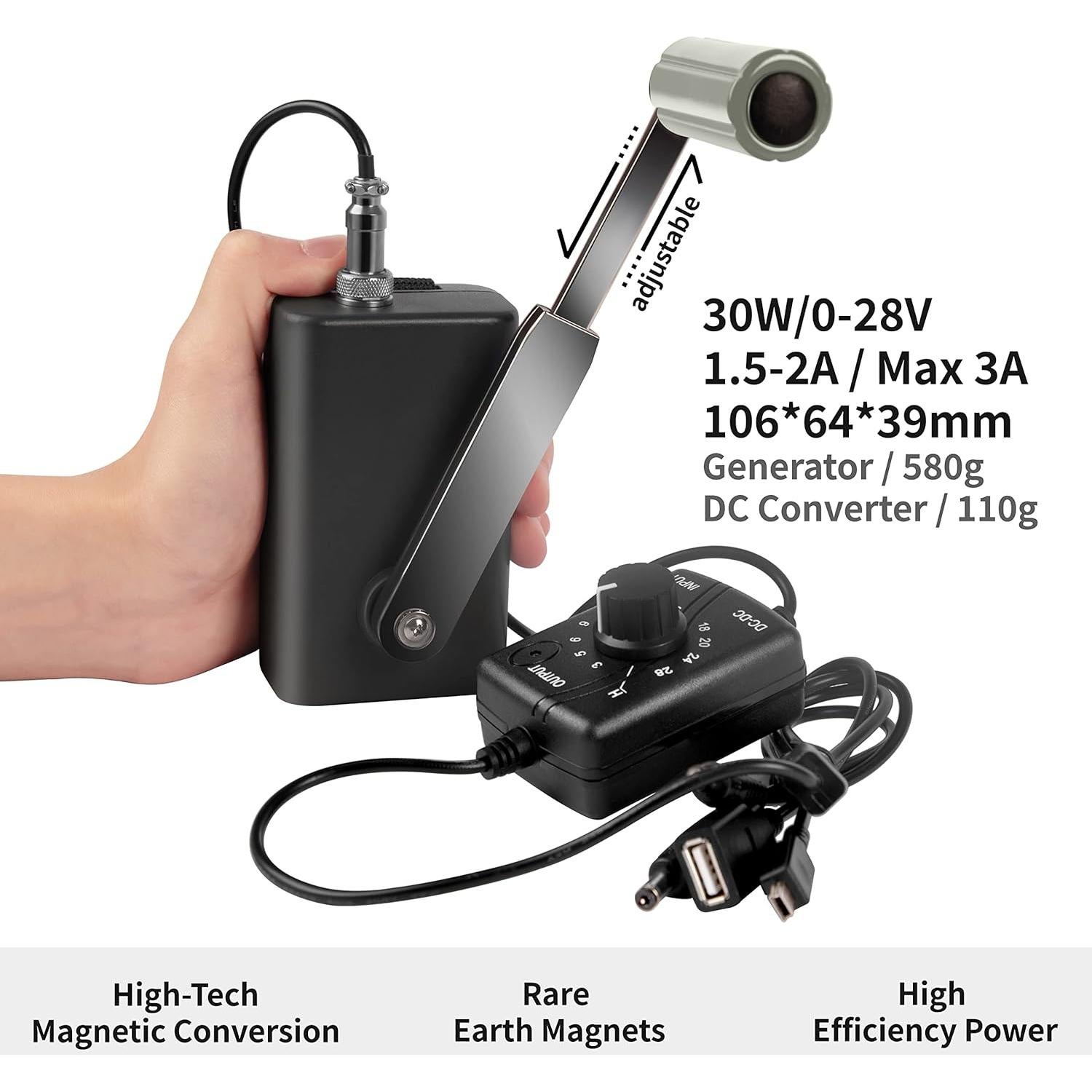 Generador de Manivela Portátil HUABAN 30W para Camping