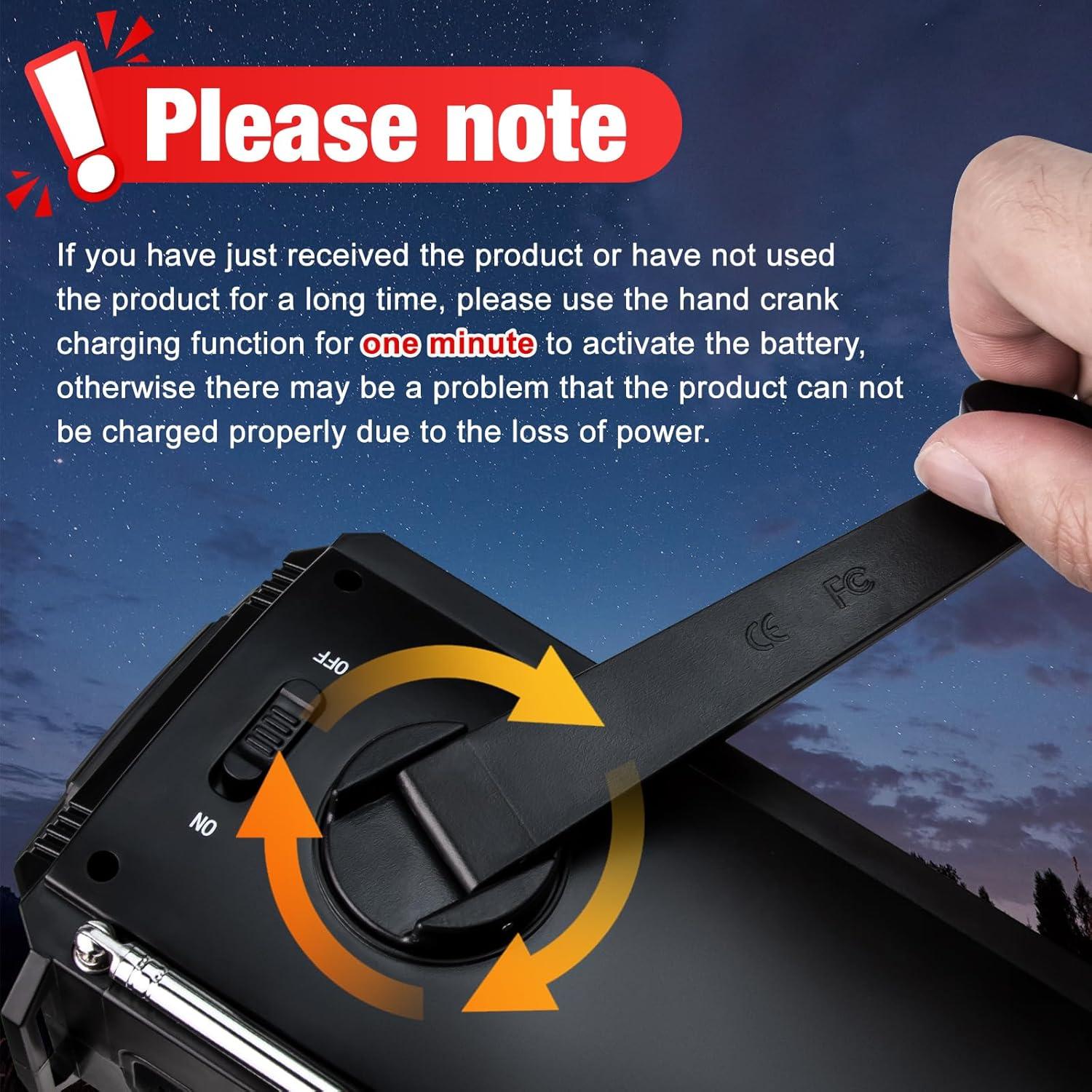 Radio Meteorológica de Emergencia YESIWTC 7400mWh Solar Manivela