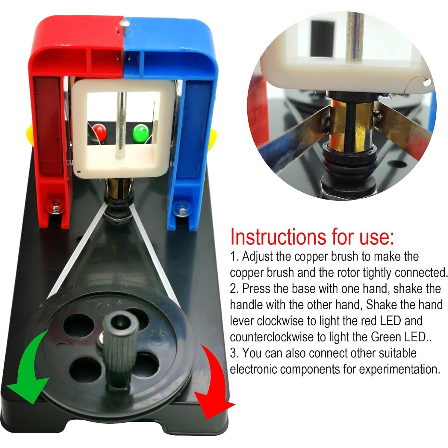 EUDAX School DIY Dynamo Lantern Educational STEM Building,Labs Demonstration Motor Activity Teaching Model Hand Cranked Power Electricity DC Electric Generator Physical Science Experiment Education