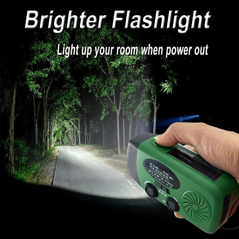 Emergency Weather Radio, 2000mah Solar Hand Crank Radio, AM/FM NOAA Portable Battery Powered Radios with Cell Phone Charger, LED Flashlight, SOS Alarm for Camping, Emergencies