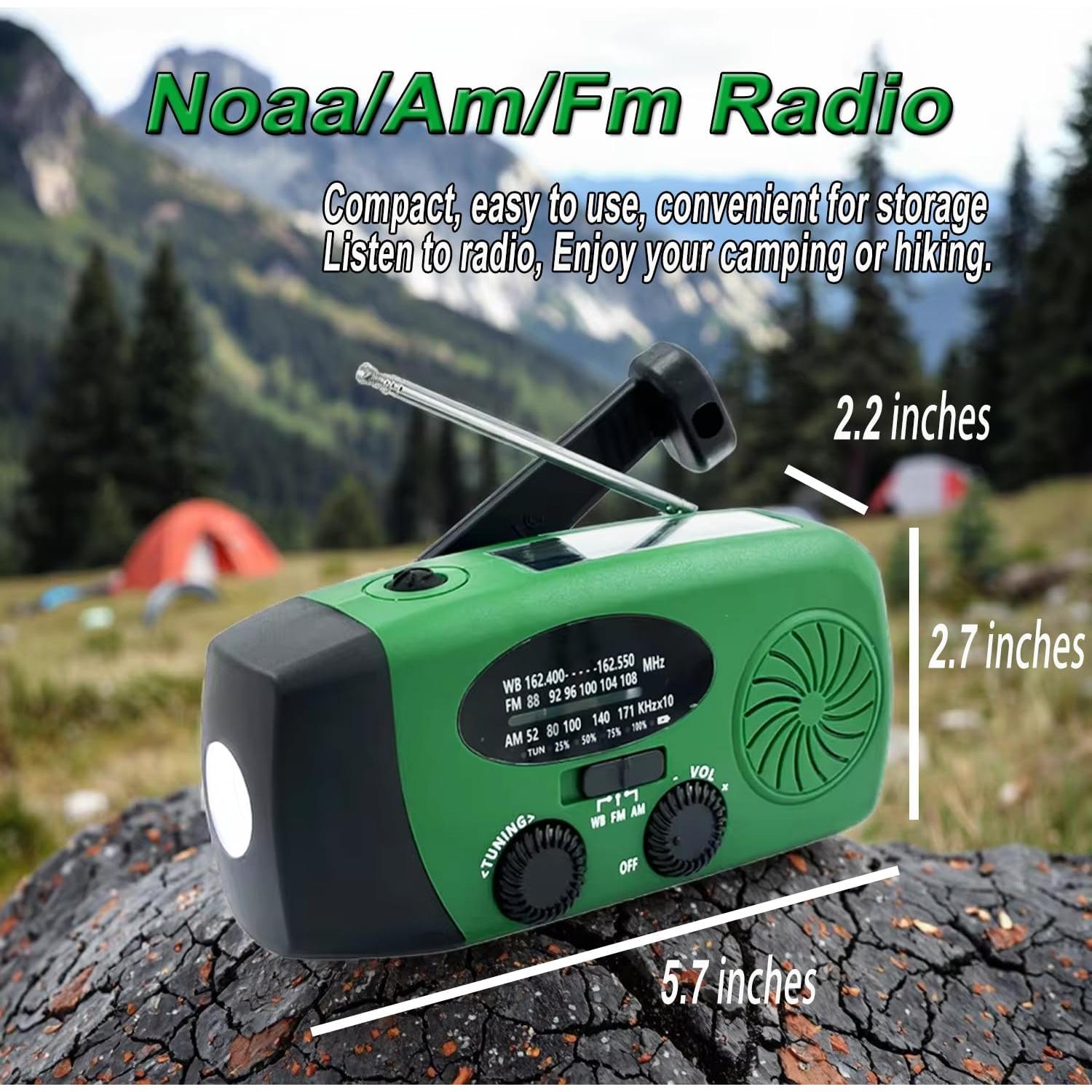 Emergency Weather Radio, 2000mah Solar Hand Crank Radio, AM/FM NOAA Portable Battery Powered Radios with Cell Phone Charger, LED Flashlight, SOS Alarm for Camping, Emergencies