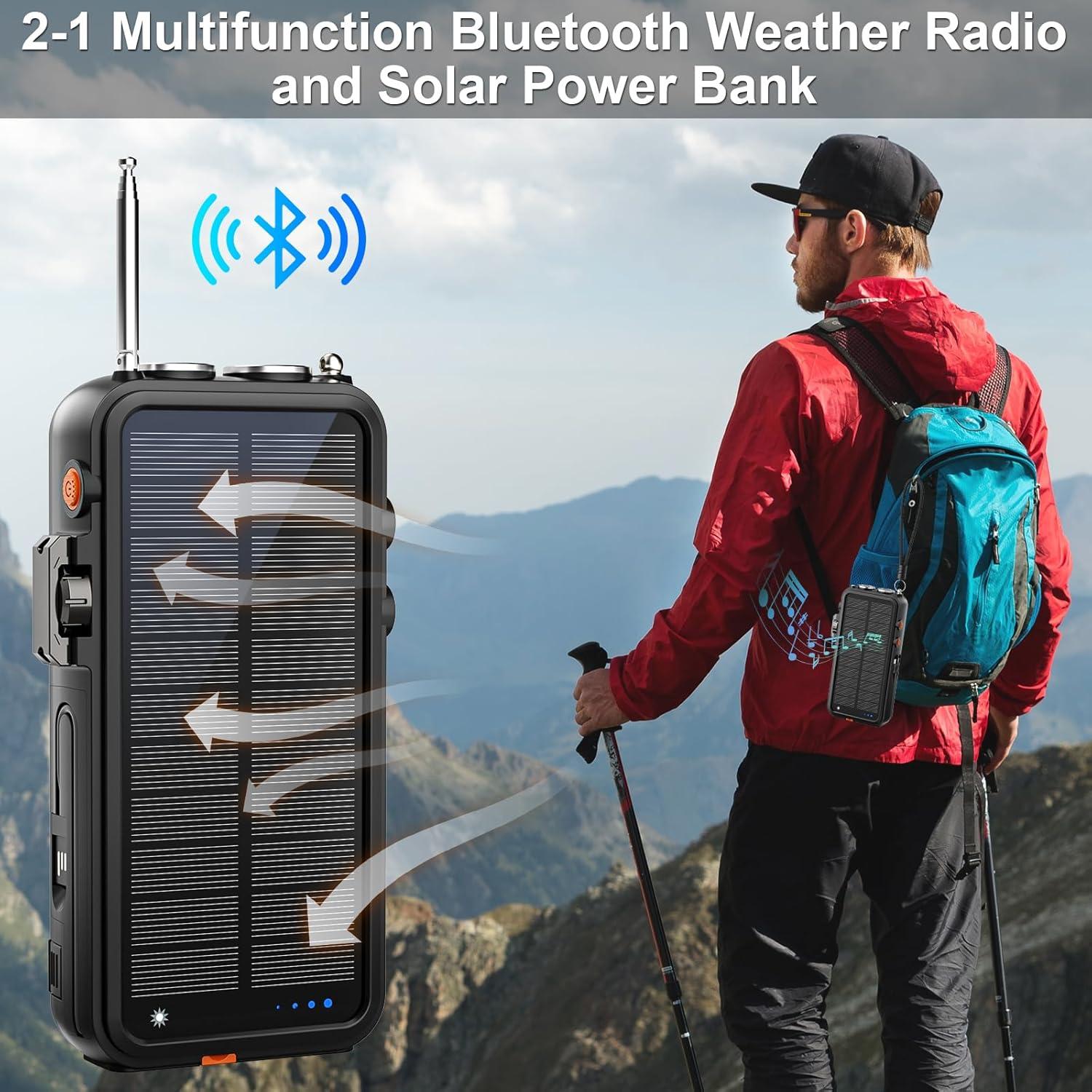 Radio de Emergencia Semmorn 22000mAh con Cargador Solar y Bluetooth