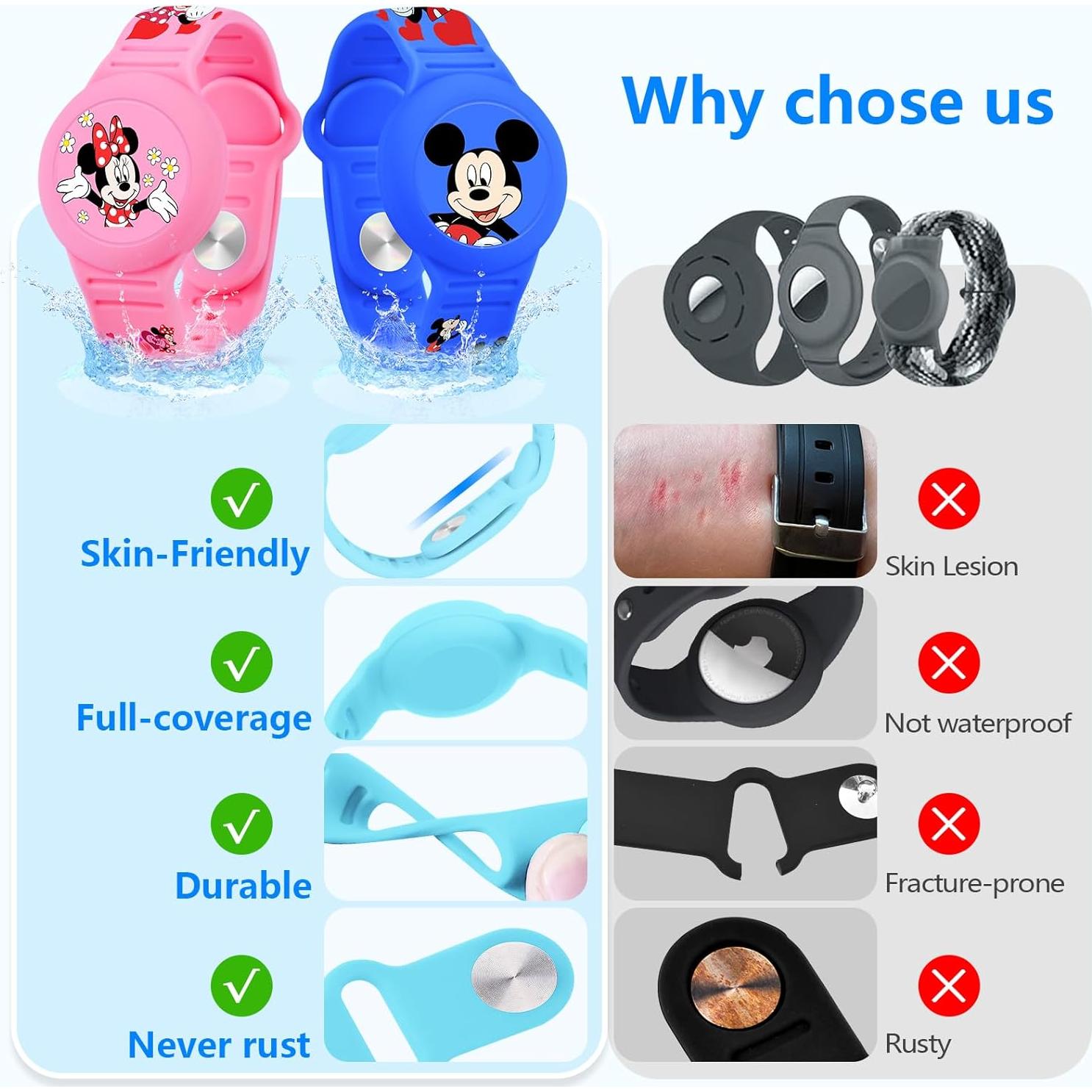 Pulsera Airtag Impermeable SlyCroko para Niños - 2 Piezas