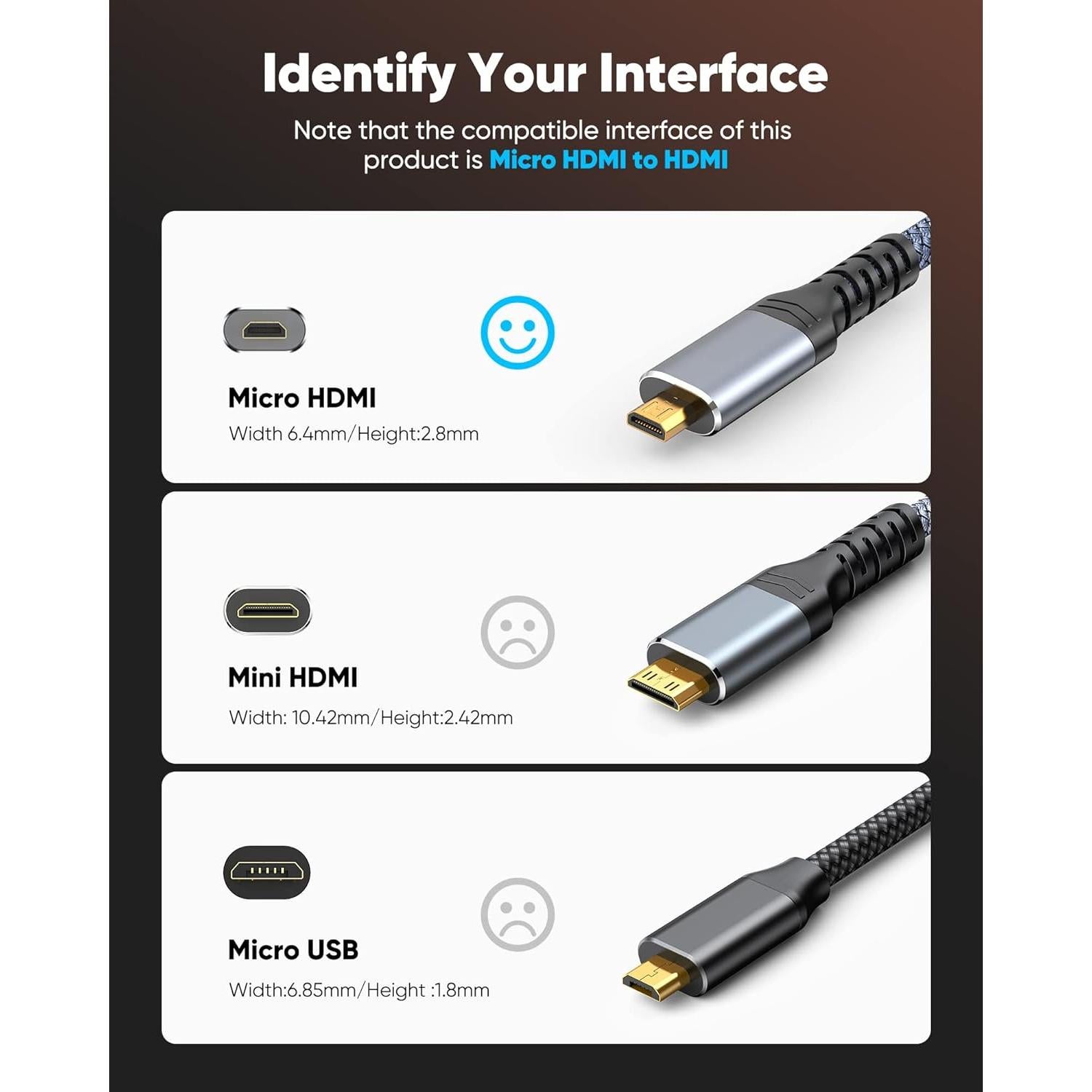 Cable Micro HDMI a HDMI Highwings 1 Pie 4K 60Hz Compatible