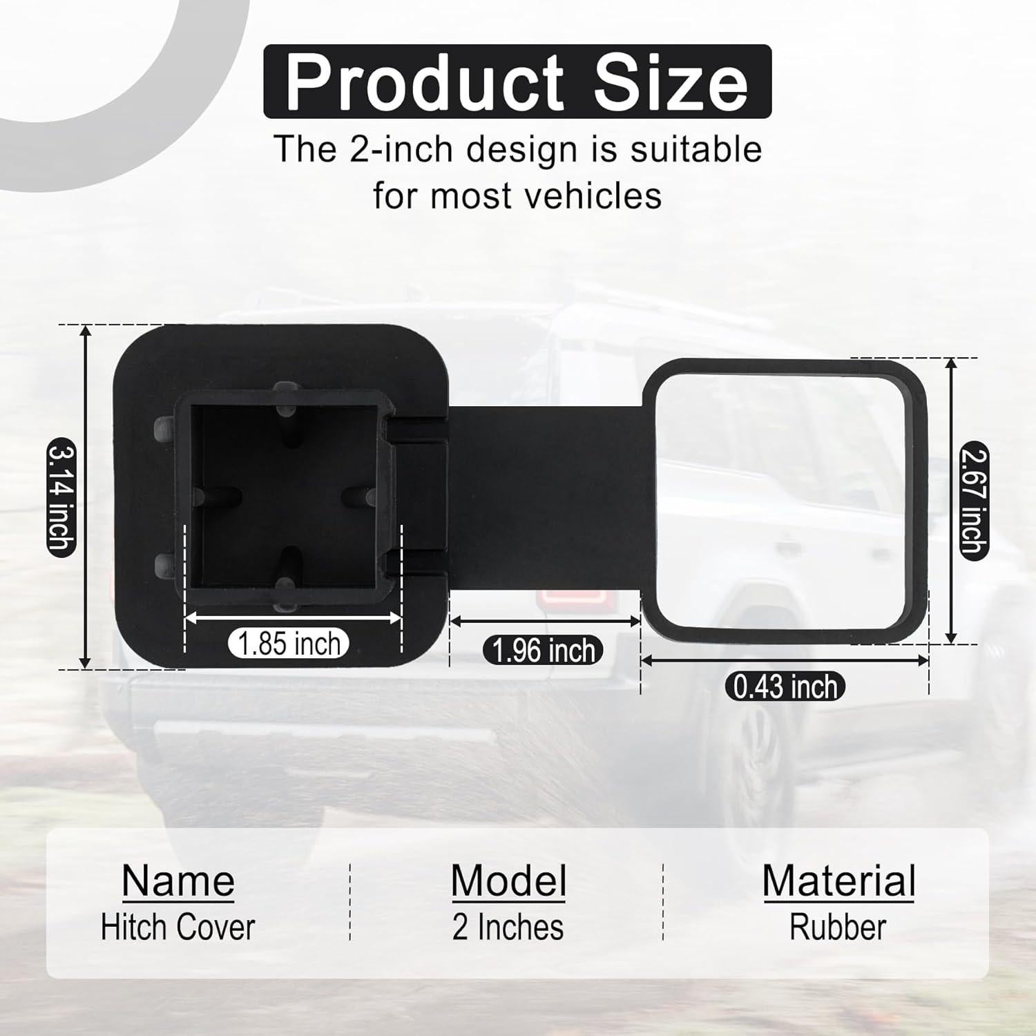 Cubierta de enganche de remolque UYYE 2" goma negra