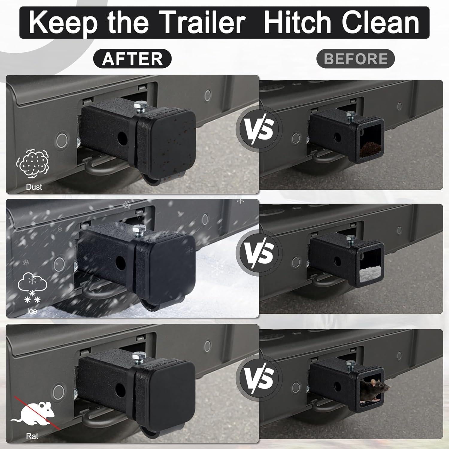 Cubierta de enganche de remolque UYYE 2" goma negra