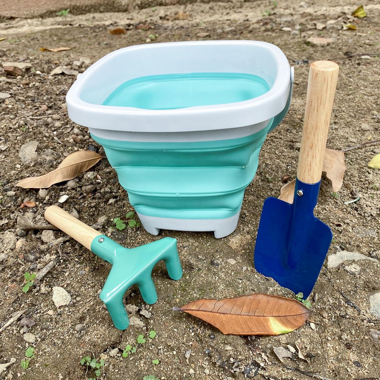 Juego de 3 Cubos Plegables OKGD para Niños con Pala y Rastrillo