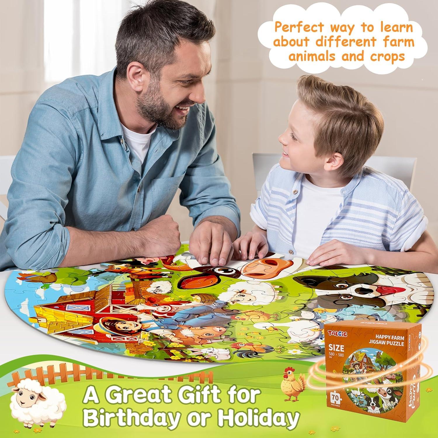 Rompecabezas Educativo Redondo TALGIC Granja 70 Piezas 3-10 Años