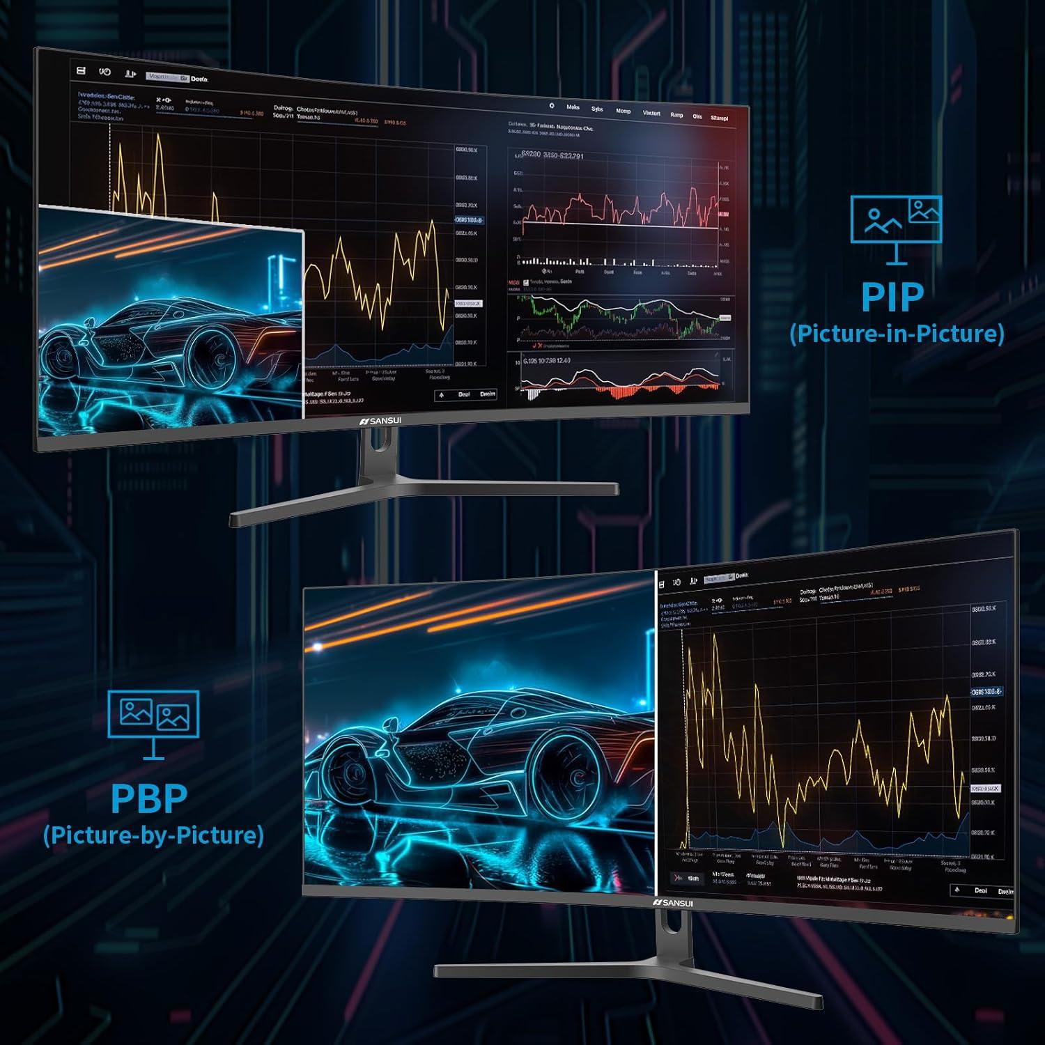 Monitor Curvo SANSUI 34" UWQHD 3440x1440 165Hz FreeSync