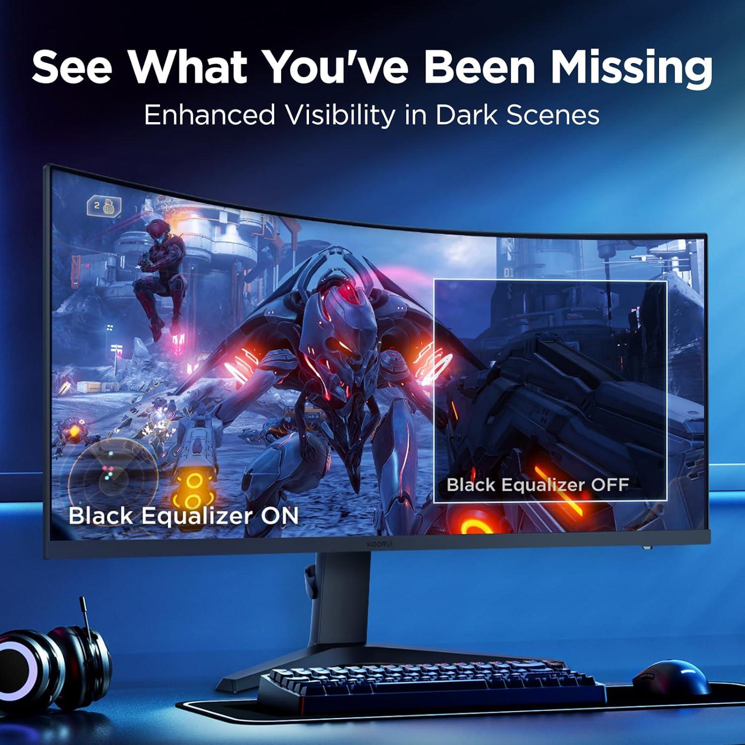 Monitor de Juego KOORUI 34" Ultrawide Curvado WQHD 165Hz