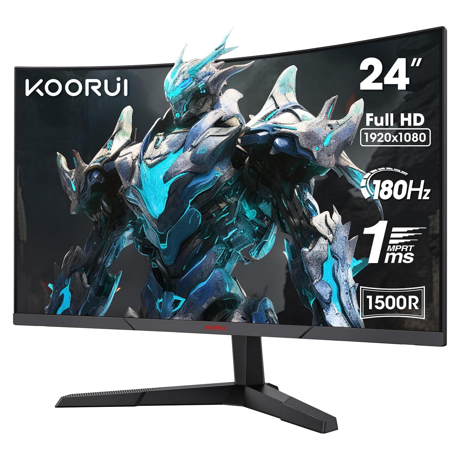 24 inch Curved Gaming Monitor 180Hz FHD 1080P Computer Monitor,1ms 1500R VA Display,Adaptive Sync, FreeSync Premium,HDR10,HDMI2.0X2&DP1.2,VESA Compatible,Tilt Adjustable,Eye Care,24E6CA