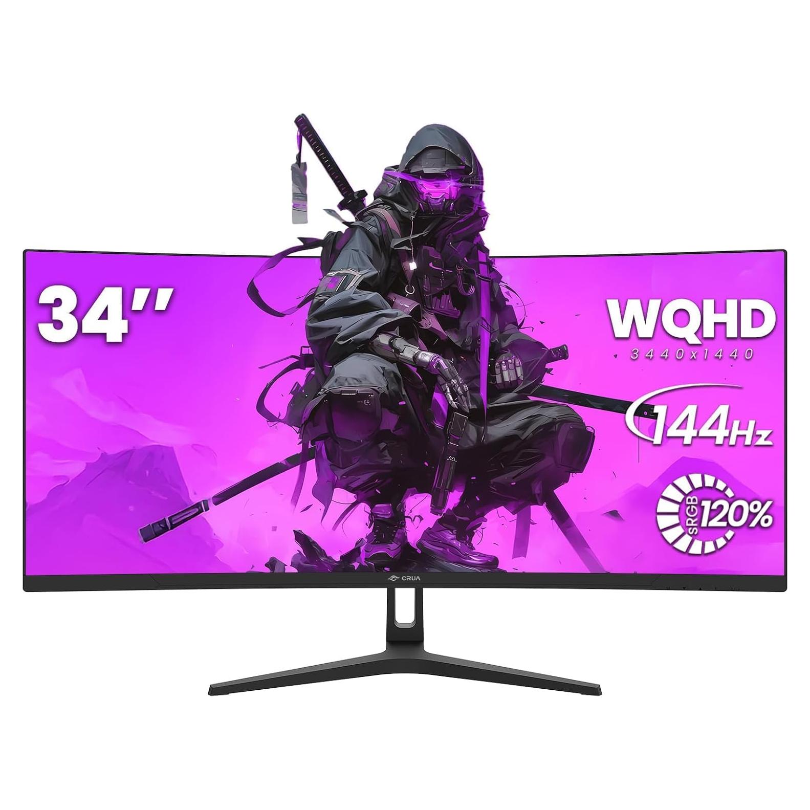 Monitor Curvo CRUA 34" WQHD 144Hz 1500R HDMI DisplayPort
