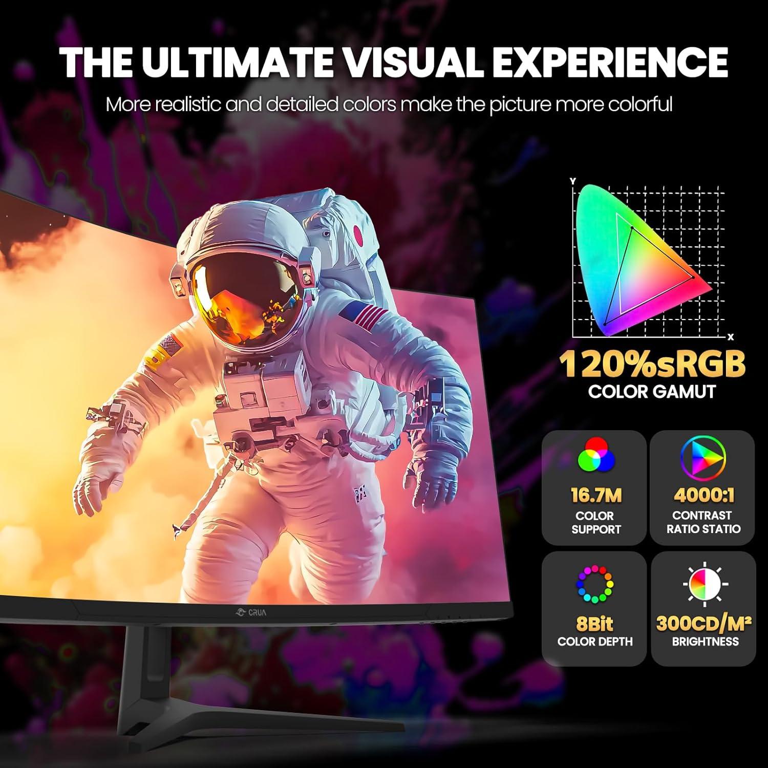 Monitor Curvo CRUA 34" WQHD 144Hz 1500R HDMI DisplayPort