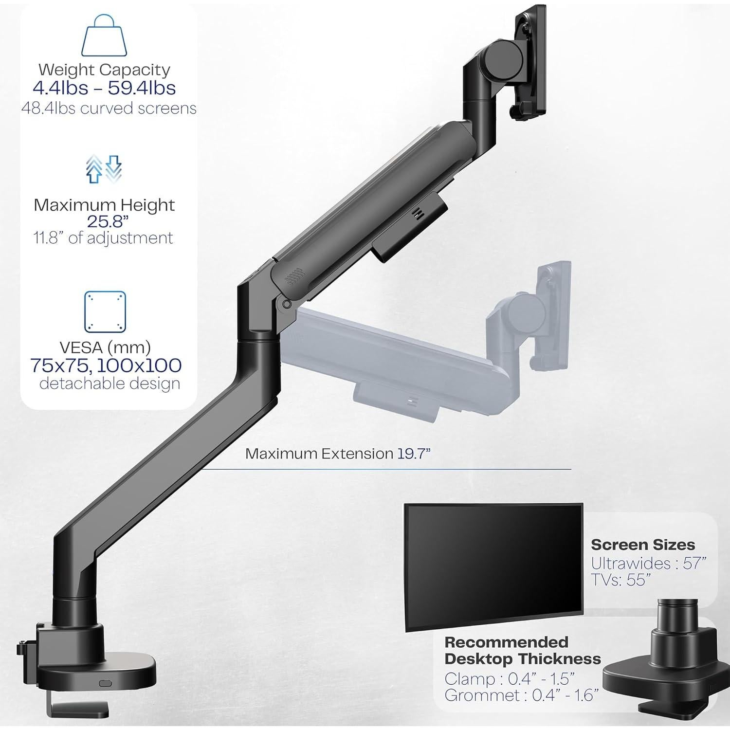 Soporte de Monitor Ultrawide VIVO STAND-GT57 hasta 57" 26.9 kg