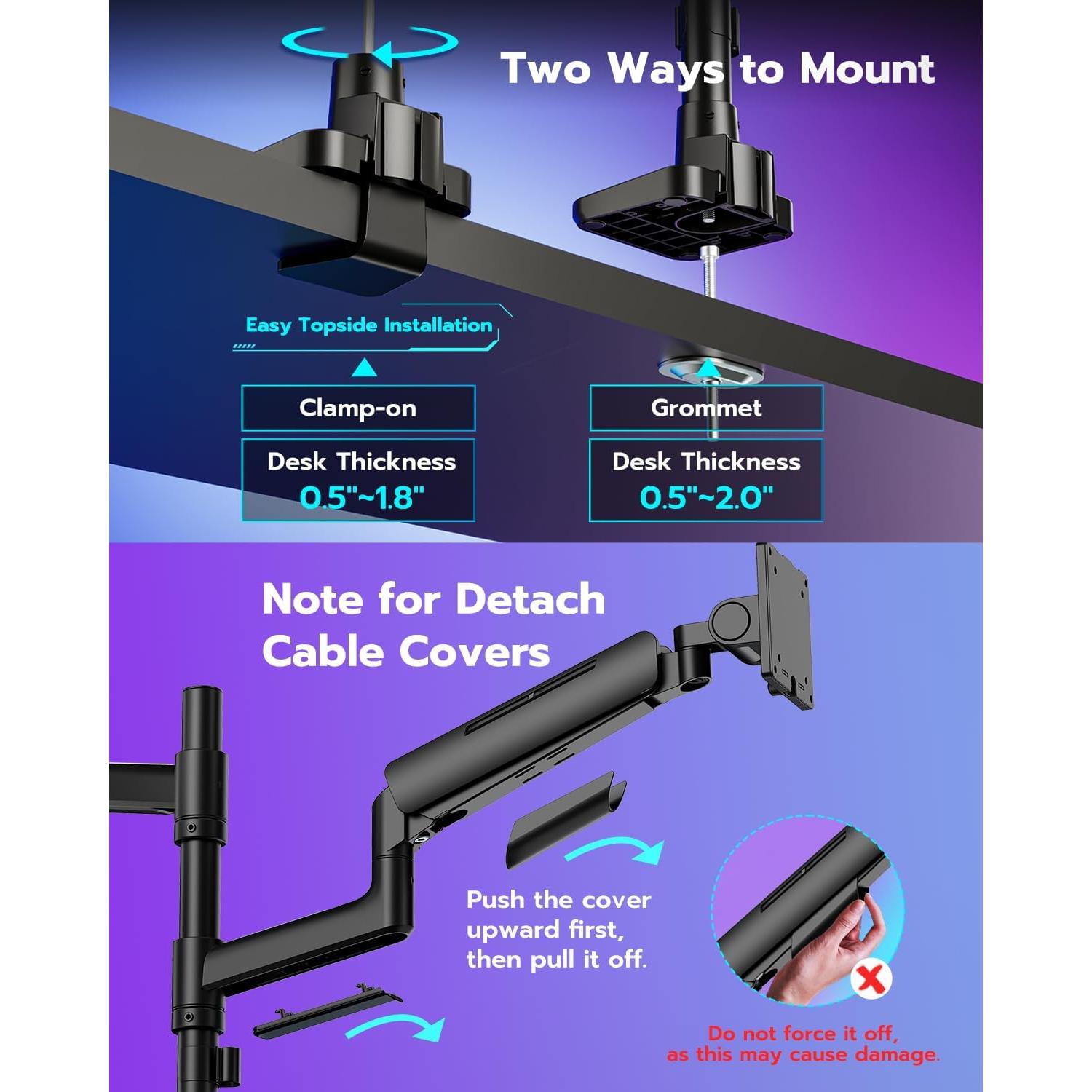 Soporte Doble Vertical ARES WING para Monitores 17-49" Negro