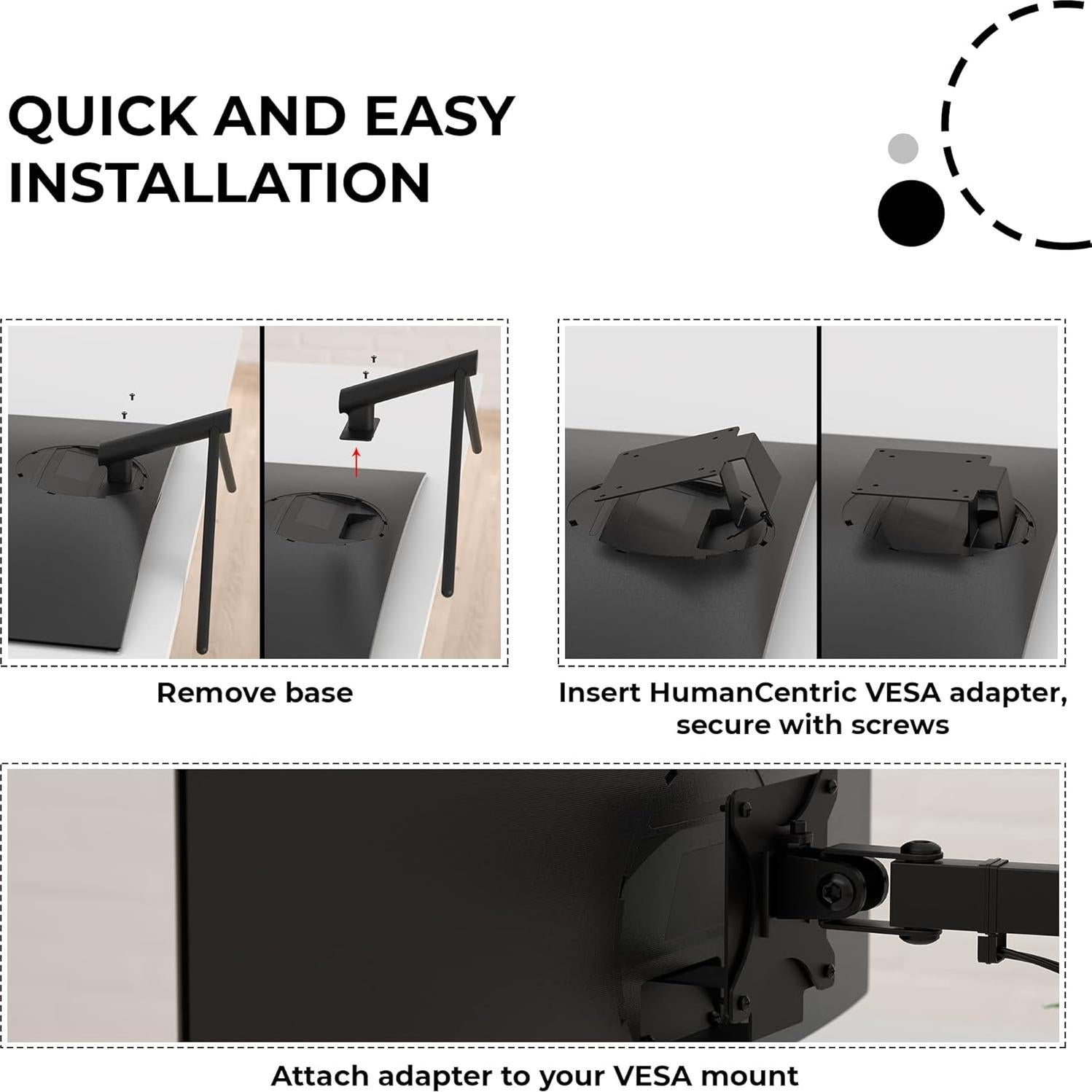 Adaptador VESA HumanCentric para Monitores Curvos Samsung 75x75mm