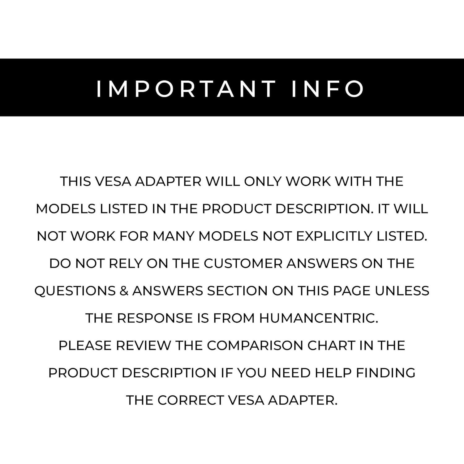 Adaptador VESA HumanCentric para Monitores Curvos Samsung 75x75mm