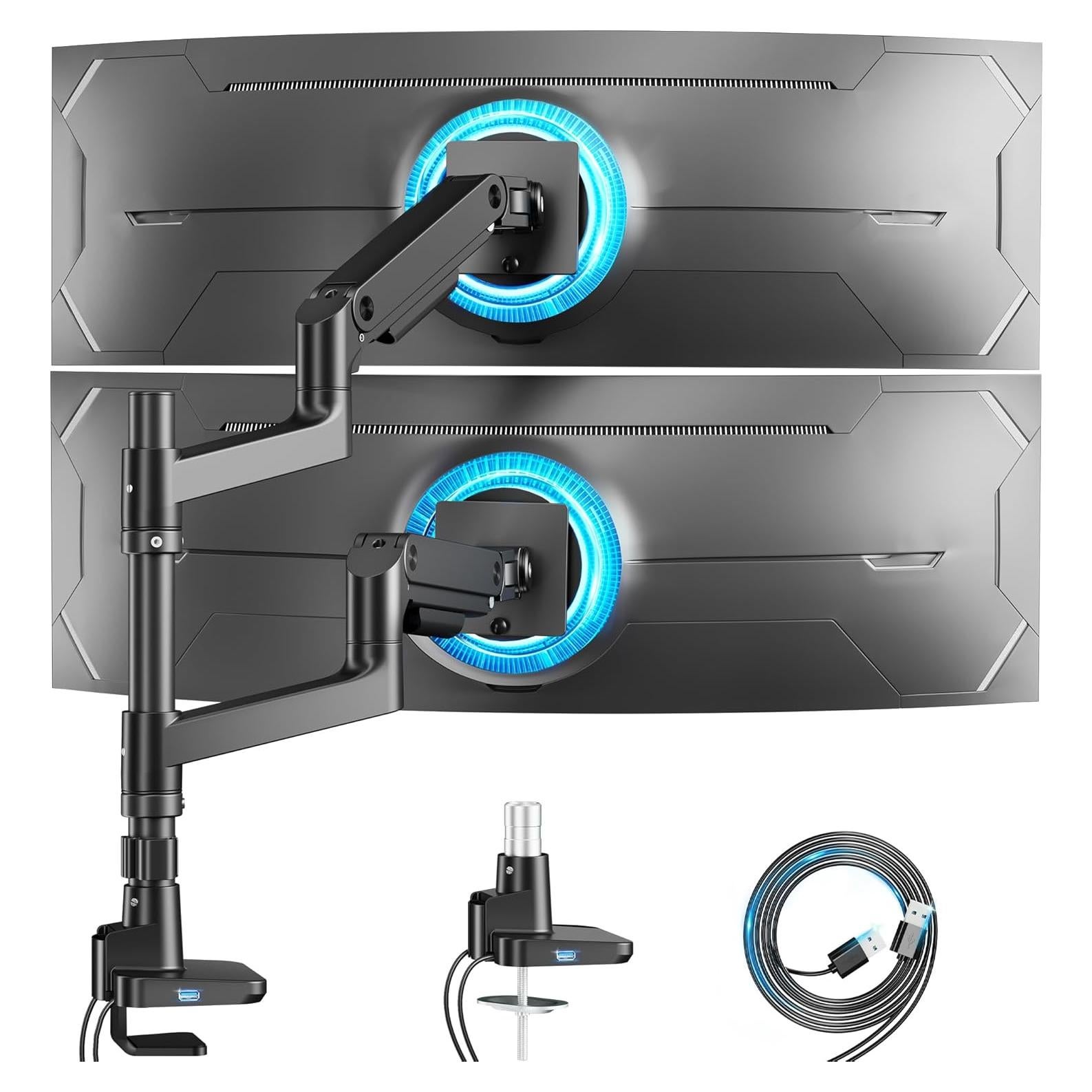 Brazo Doble para Monitor ARES WING 17-49" con USB Negro