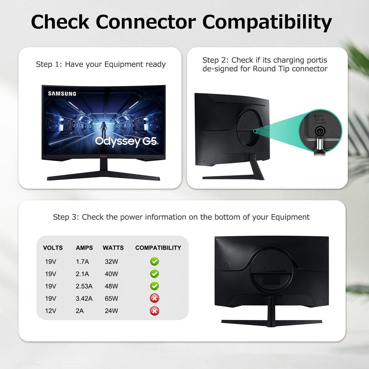 Adaptador de CA HUI KE YUAN 19V para Monitores Samsung