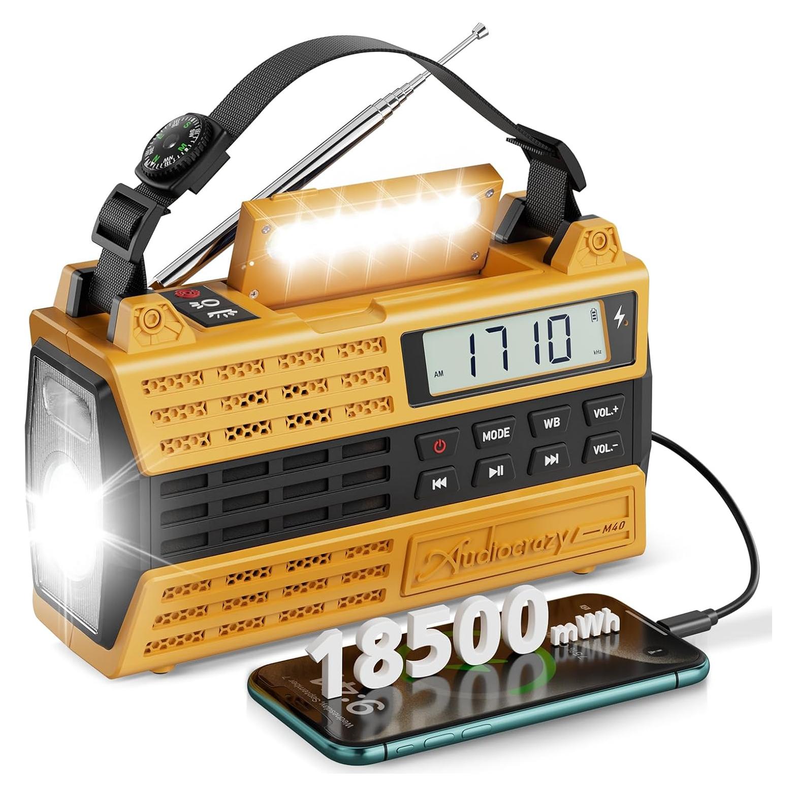 Radio Meteorológica de Emergencia Audiocrazy 5000mAh Solar AM/FM